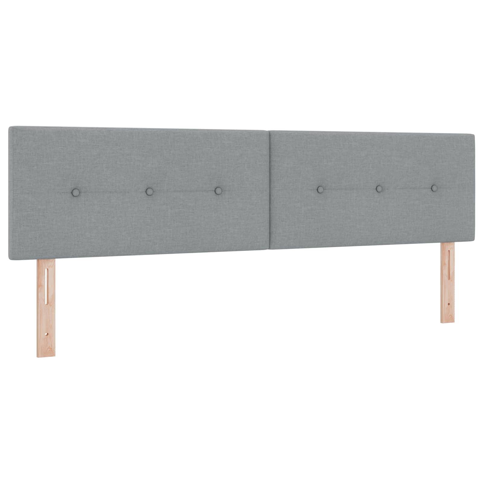 vidaXL Ottoman Bett mit Matratze mit Kopfteil 2 Stk. Hellgrau Stoff