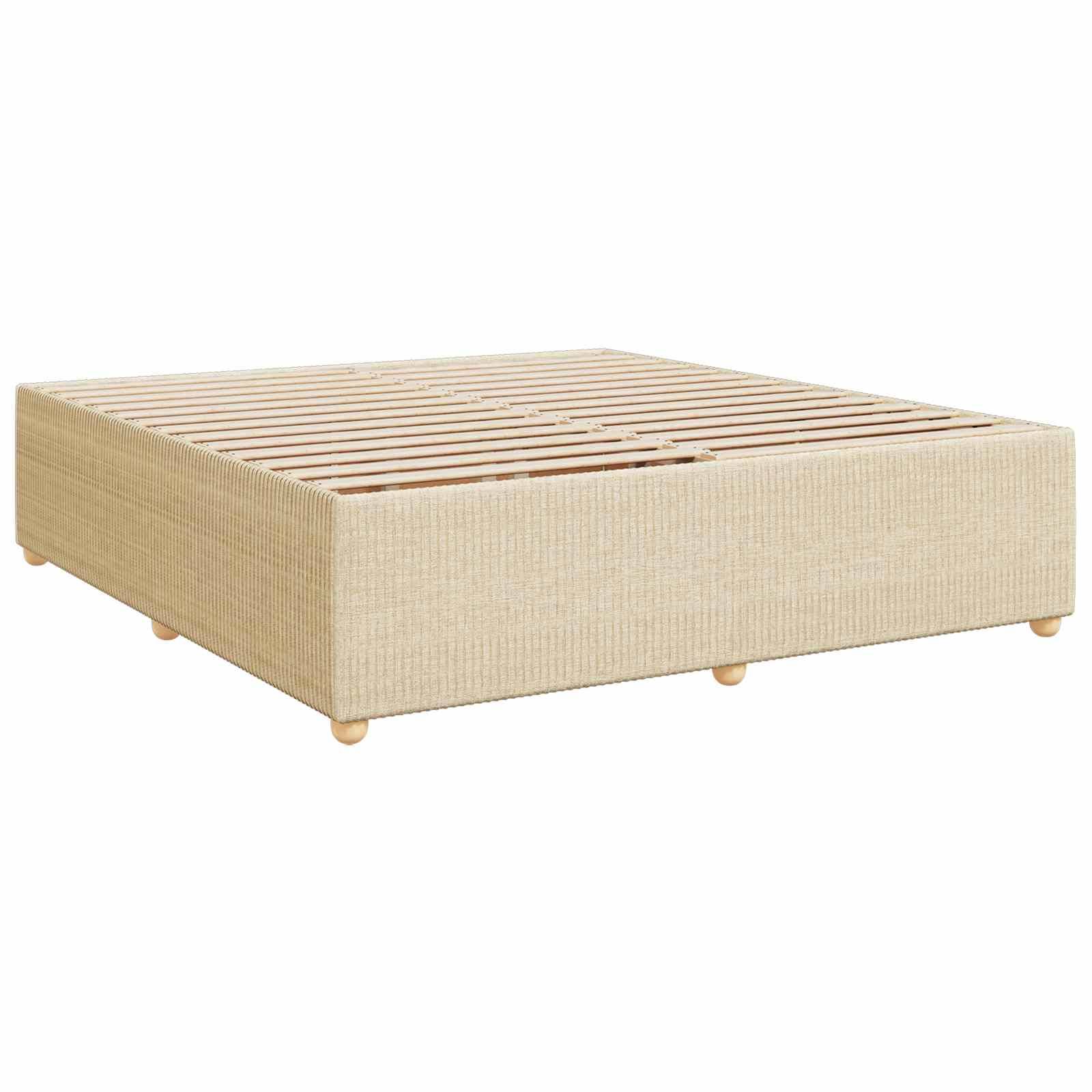vidaXL LED Boxspringbett mit Matratze Creme 180 x 200 cm Stoff