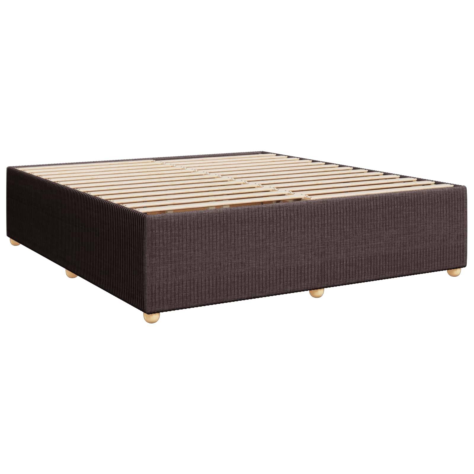 vidaXL LED Boxspringbett mit Matratze Dunkelbraun 200 x 200 cm Stoff