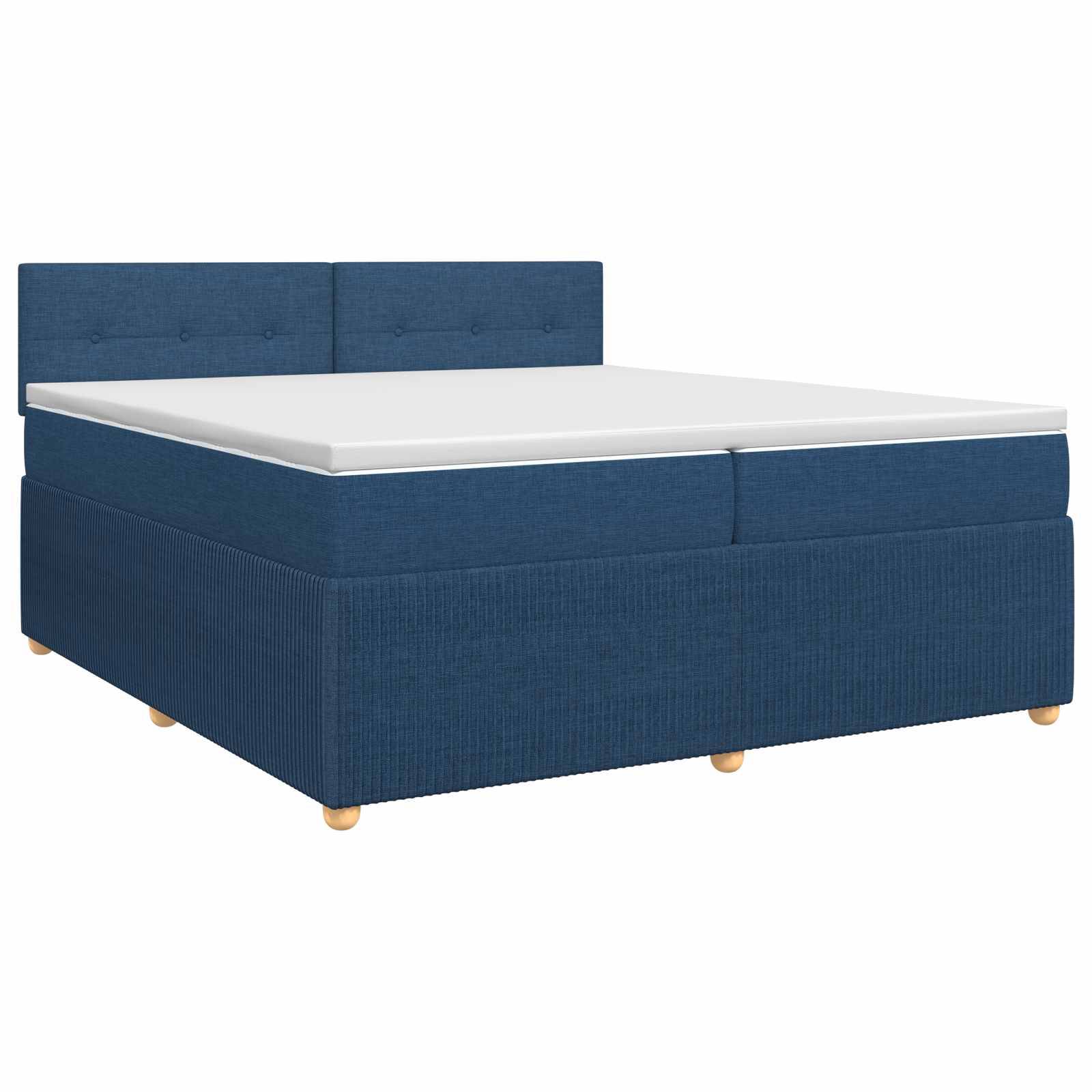 vidaXL Boxspringbett mit Matratze mit Kopfteil Blau 200 x 200 cm Stoff