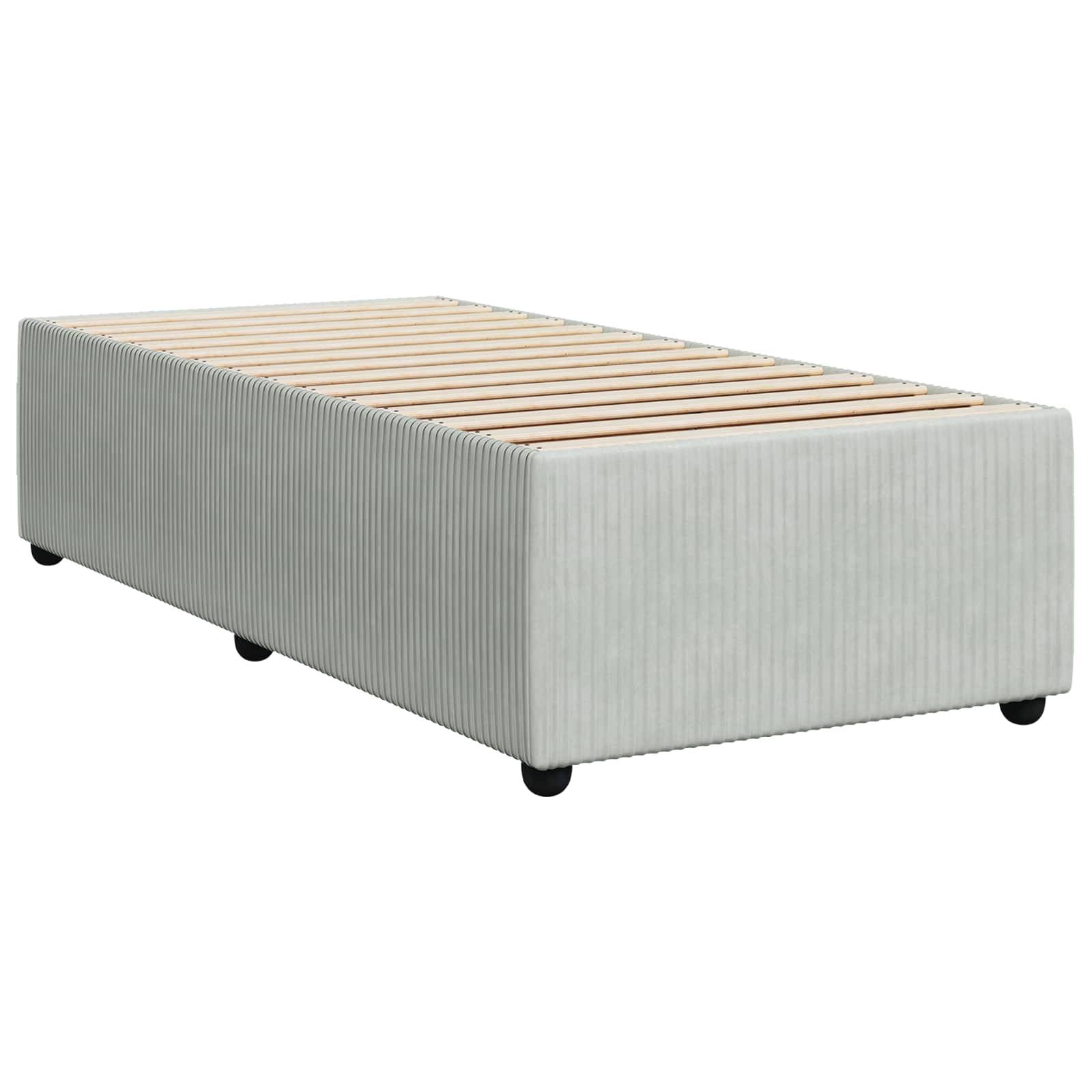 vidaXL Boxspringbett mit Matratze Hellgrau 90 x 190 cm Samt