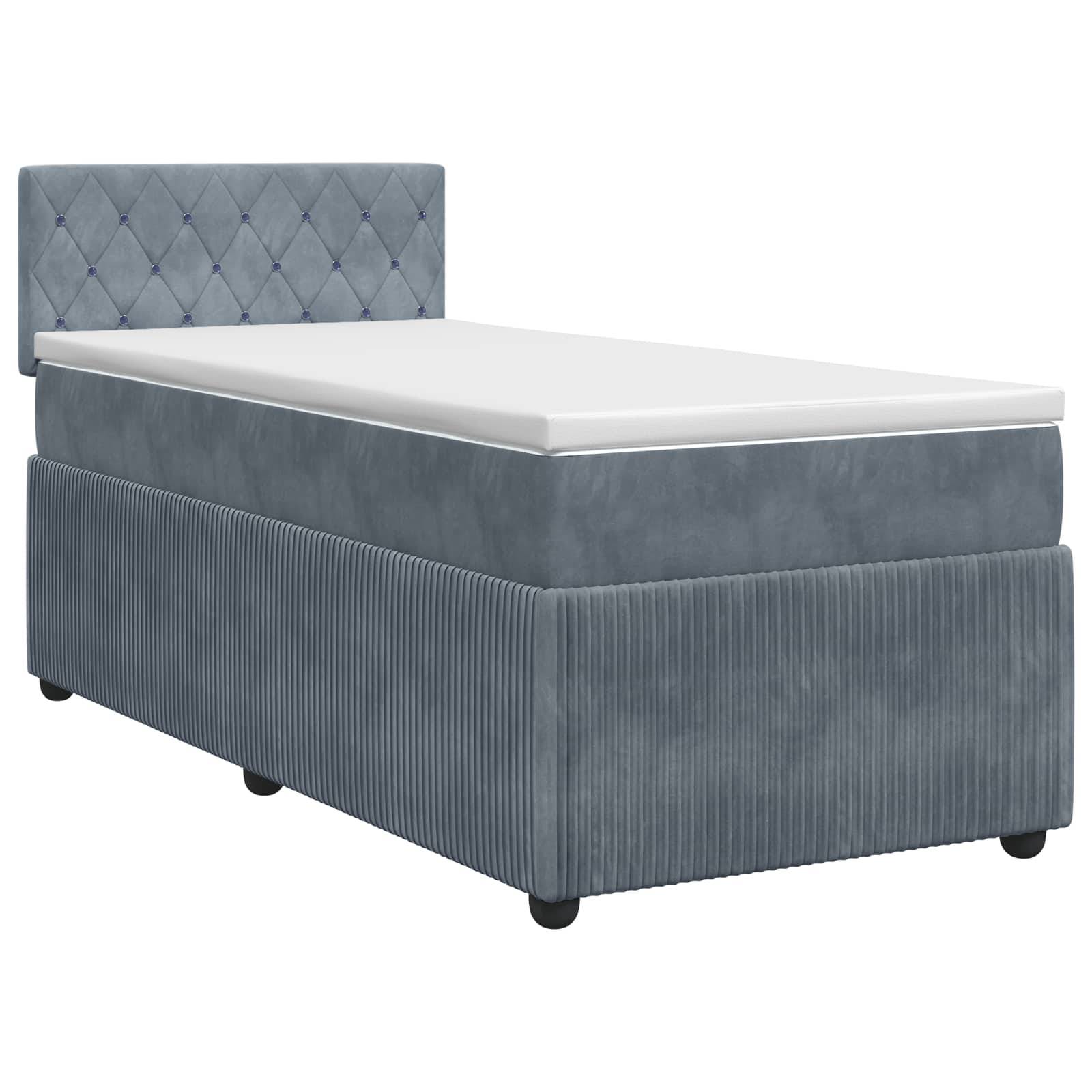vidaXL Boxspringbett mit Matratze Dunkelgrau 90 x 190 cm Samt