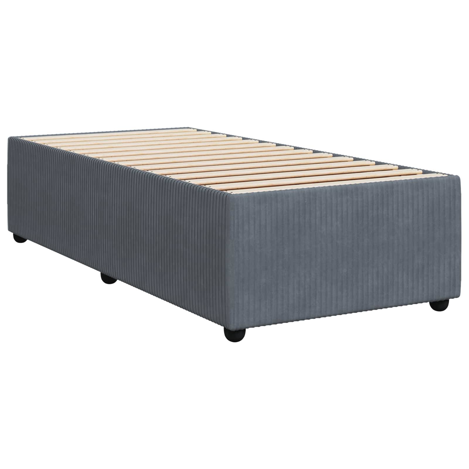 vidaXL Boxspringbett mit Matratze und LED Dunkelgrau 90 x 190 cm Samt