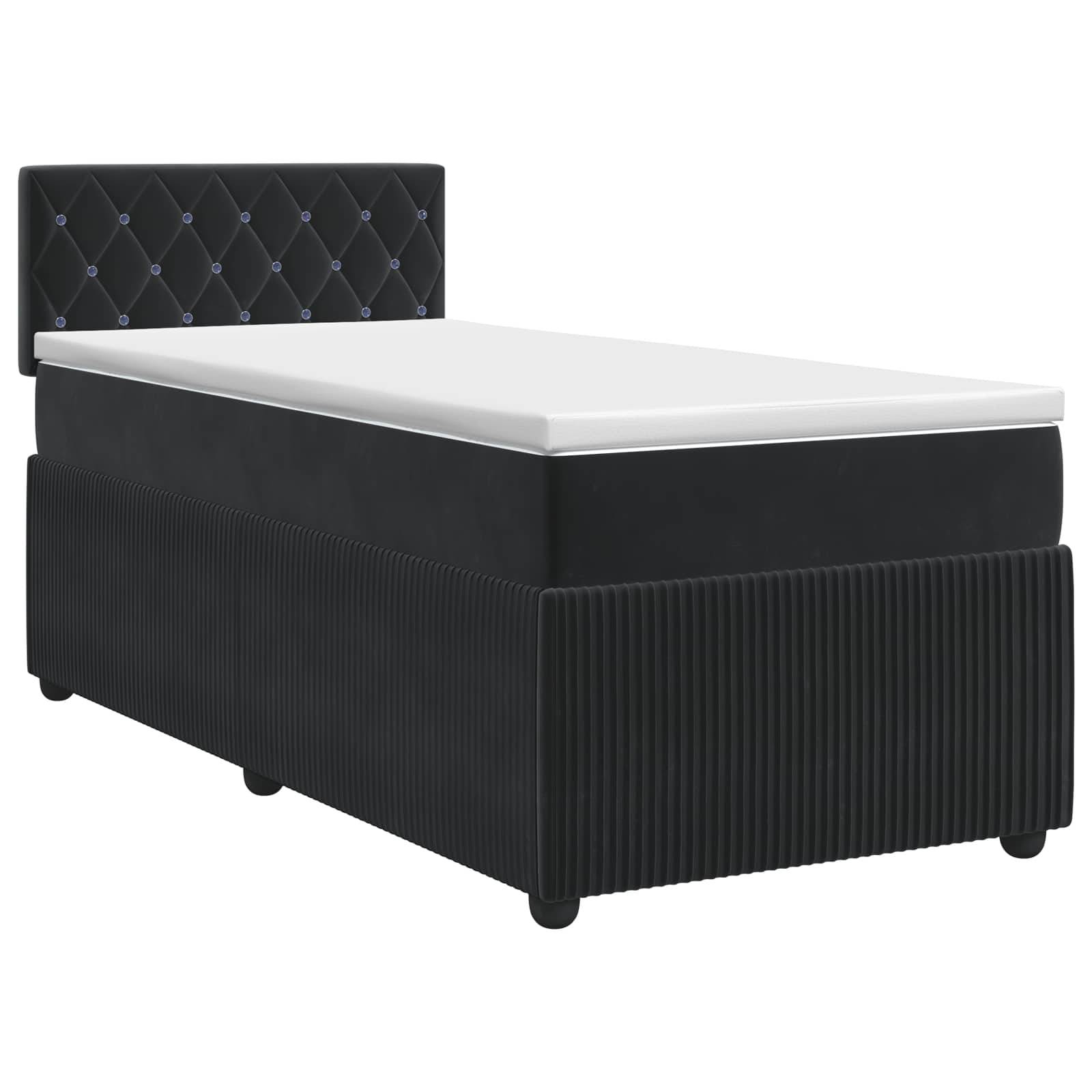 vidaXL Boxspringbett mit Matratze Schwarz 100 x 200 cm Samt