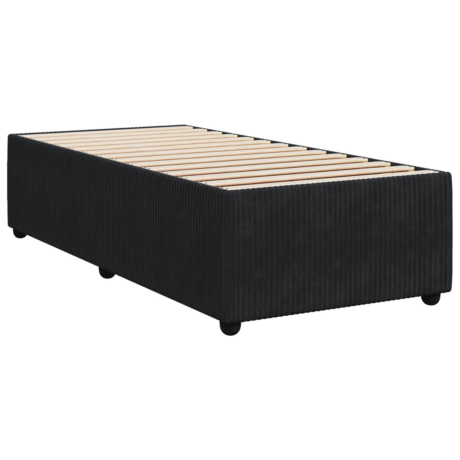 vidaXL LED Boxspringbett mit Matratze Schwarz 90 x 200 cm Samt