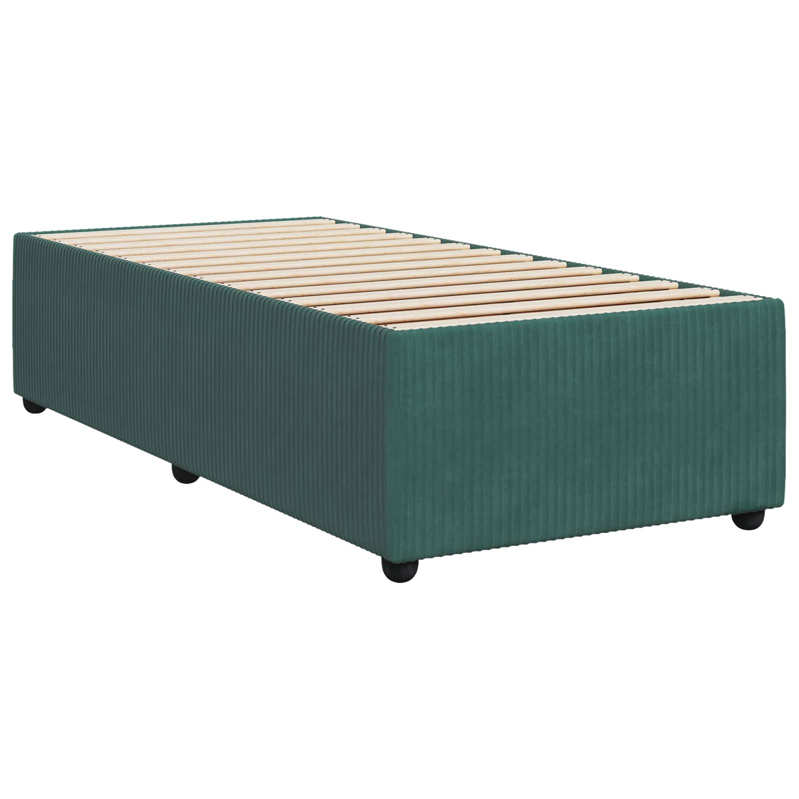vidaXL LED Boxspringbett mit Matratze Dunkelgrün 100 x 200 cm Samt