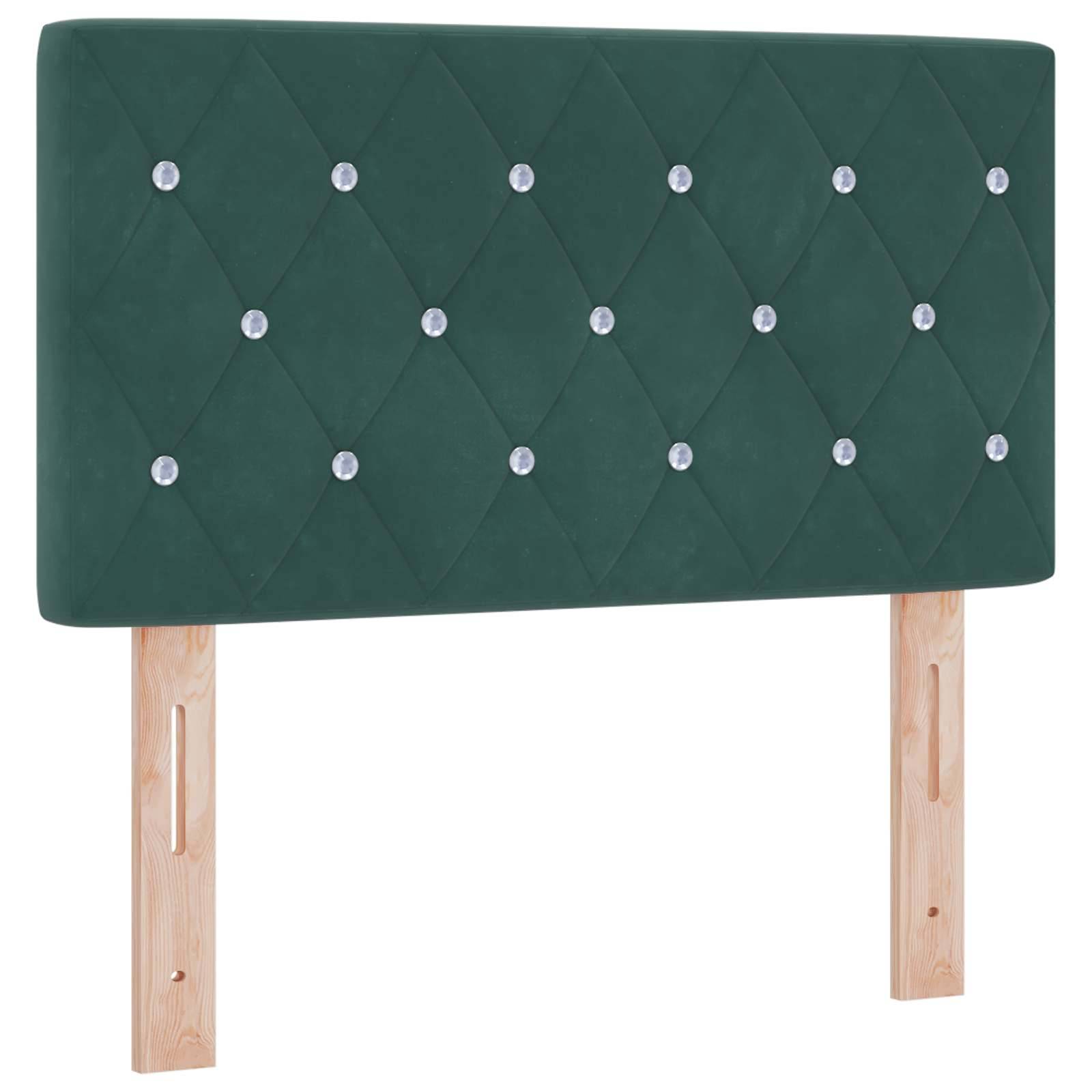 vidaXL Boxspringbett mit Matratze Dunkelgrün 90 x 200 cm Samt