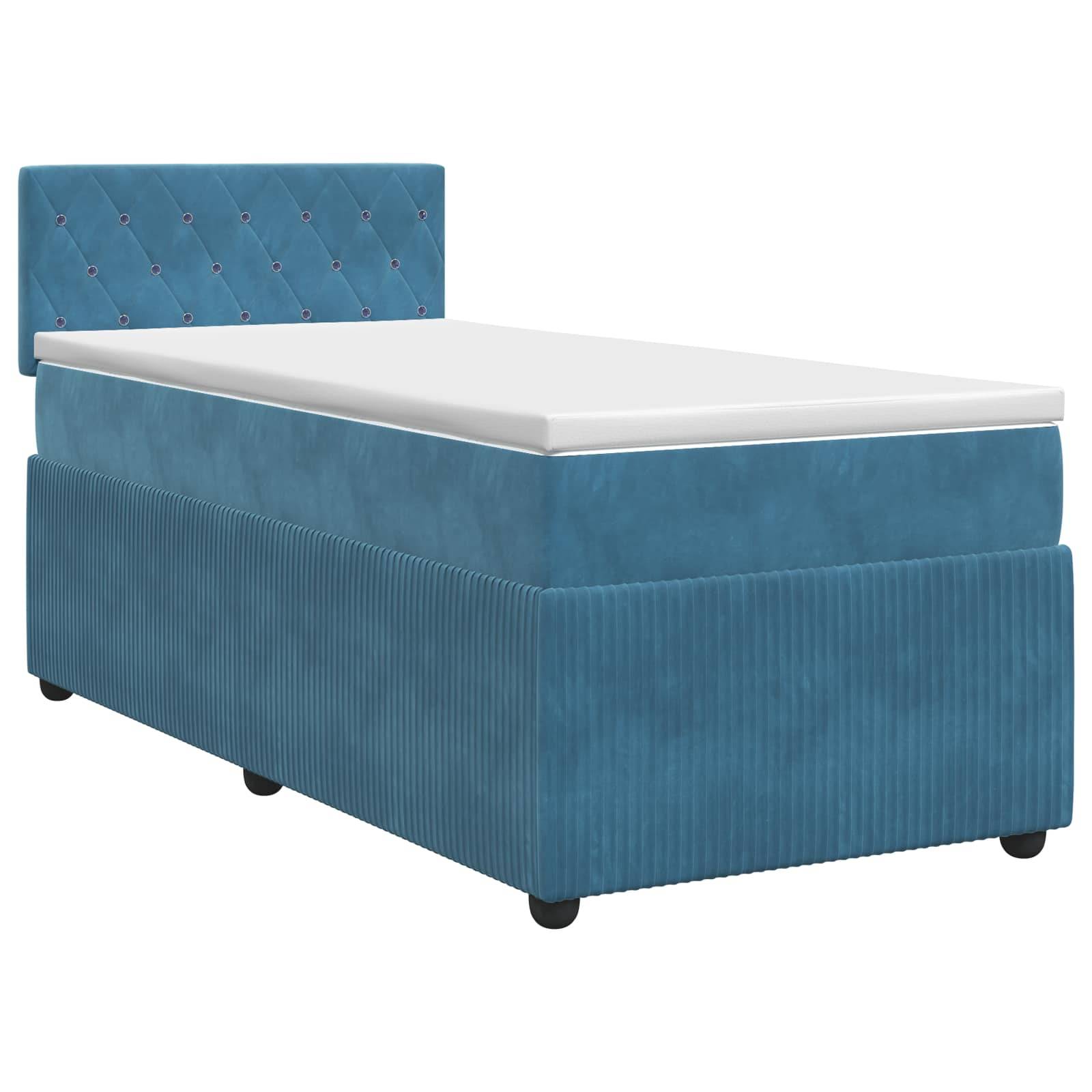 vidaXL Boxspringbett mit Matratze Dunkelblau 90 x 200 cm Samt