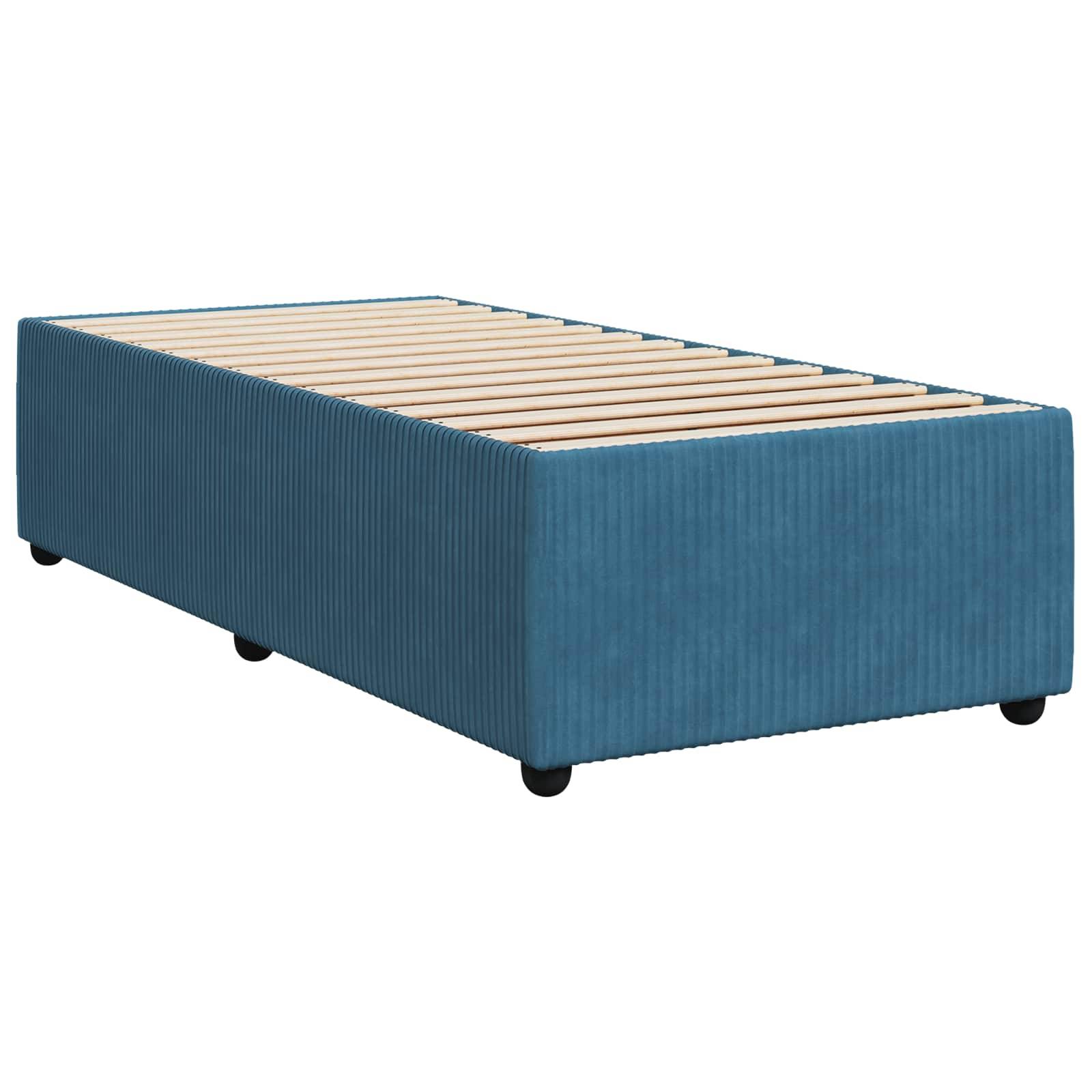 vidaXL Boxspringbett mit Matratze mit Kopfteil Blau 90 x 190 cm Samt