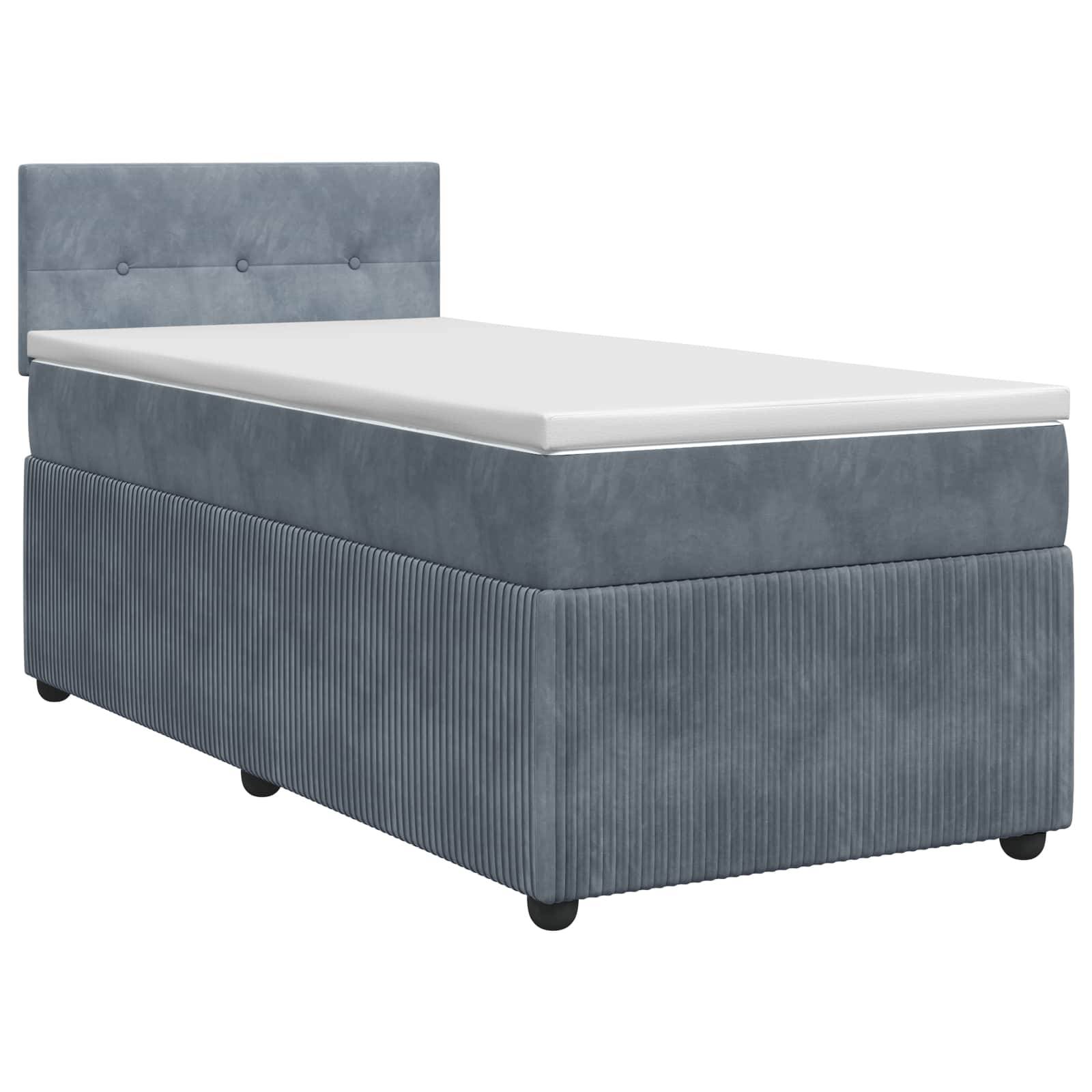 vidaXL Boxspringbett mit Matratze Dunkelgrau 90 x 200 cm Samt