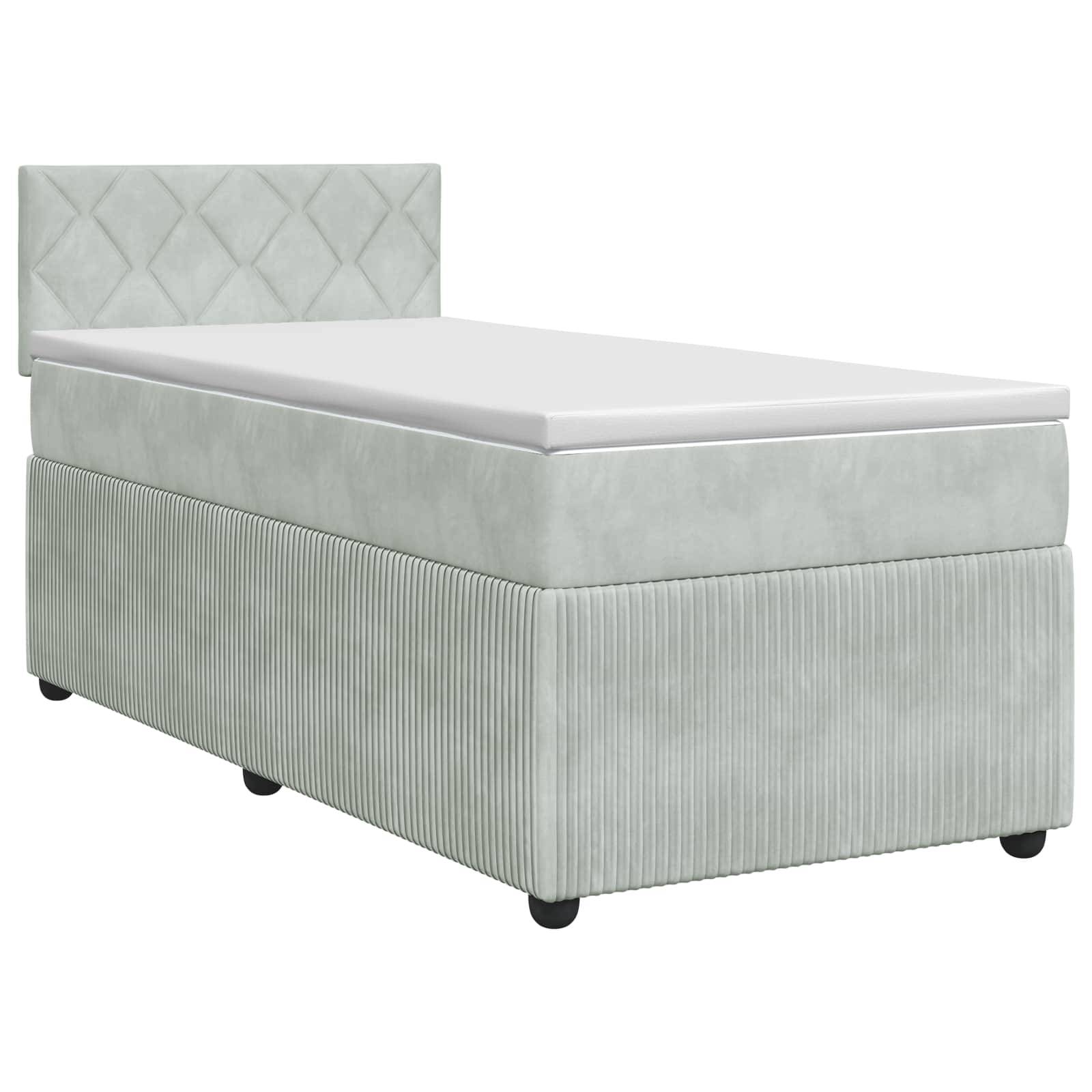 vidaXL Boxspringbett mit Matratze Hellgrau 90 x 190 cm Samt