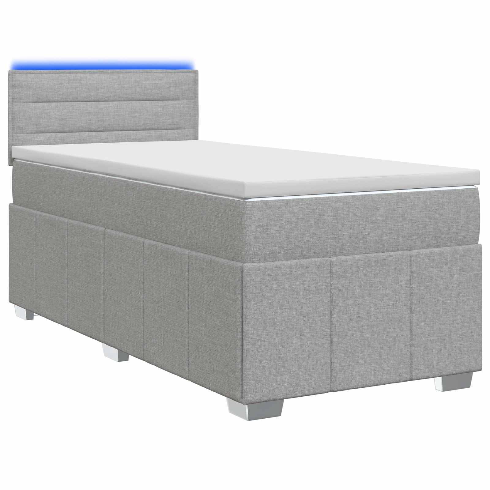 vidaXL Boxspringbett mit Matratze Hellgrau 80 x 200 cm Stoff