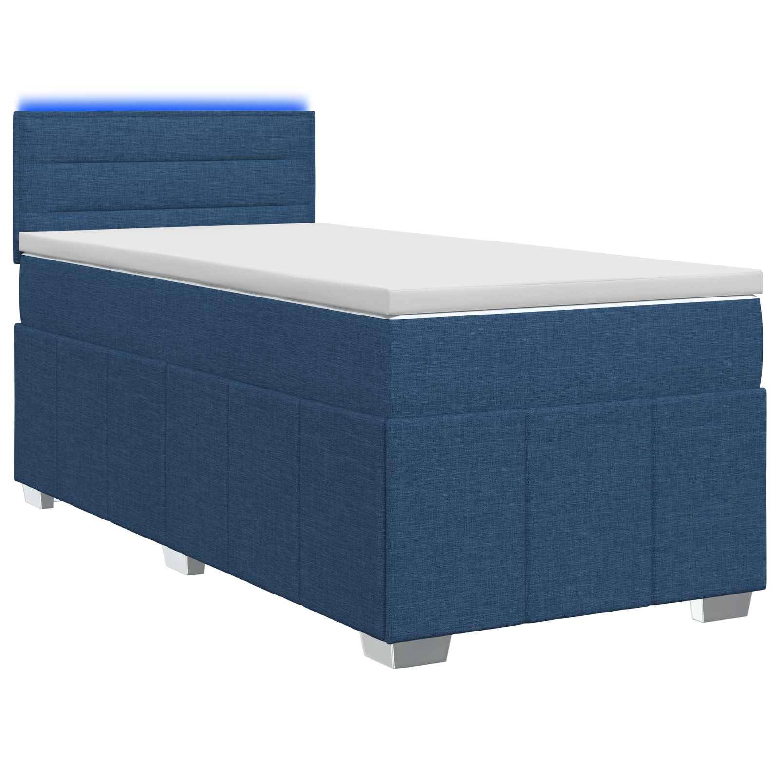 vidaXL Boxspringbett mit Matratze mit Kopfteil Blau 100 x 200 cm Stoff