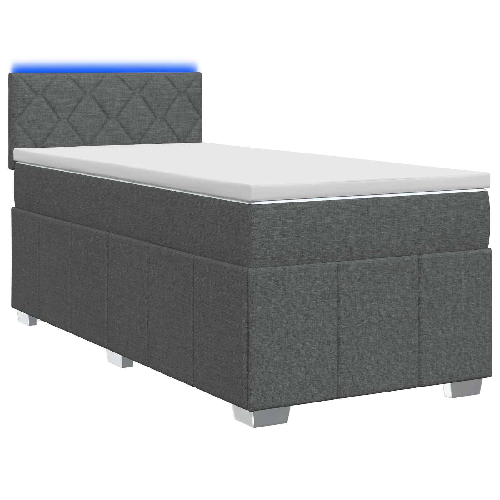 vidaXL Boxspringbett mit Matratze Dunkelgrau 80 x 200 cm Stoff