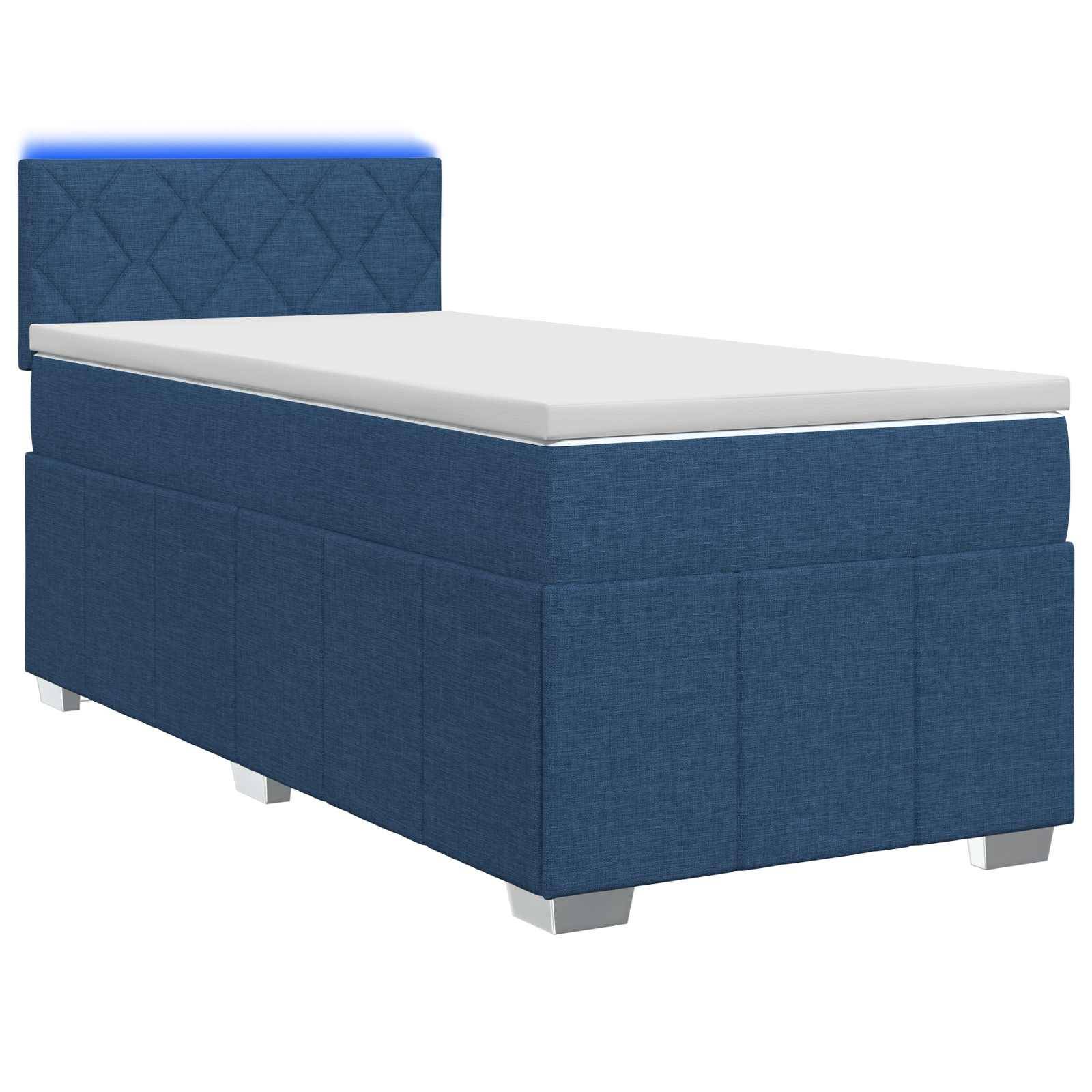 vidaXL Boxspringbett mit Matratze mit Kopfteil Blau 100 x 200 cm Stoff