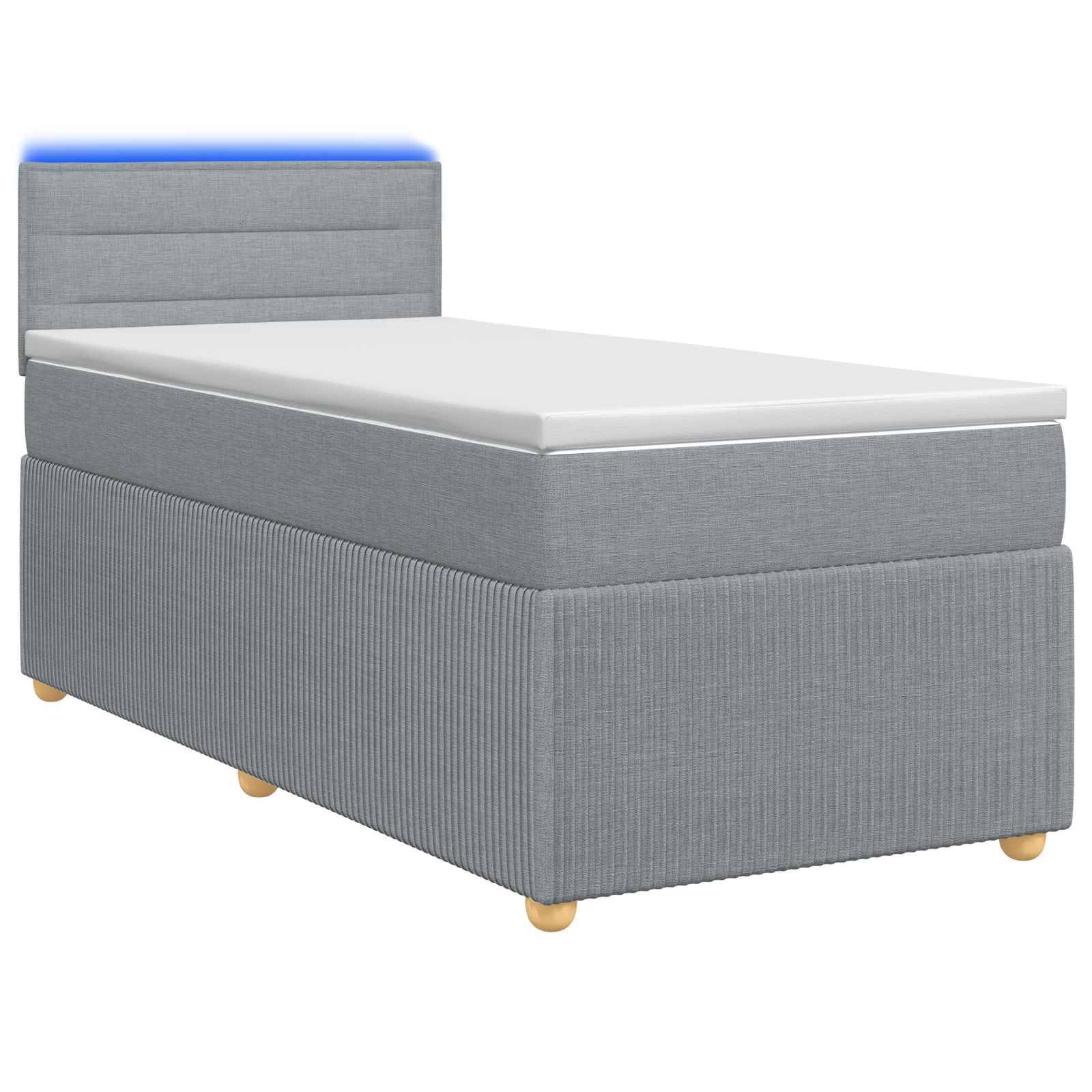 vidaXL Boxspringbett mit Matratze Hellgrau 90 x 190 cm Stoff