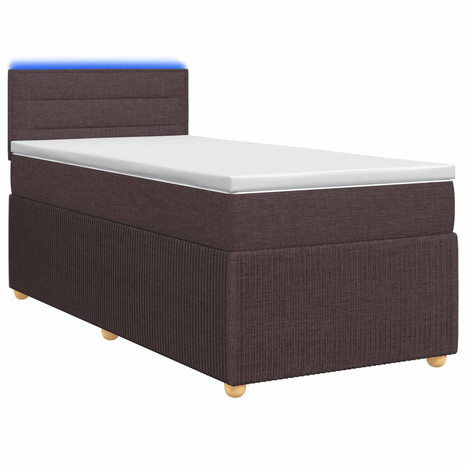 vidaXL Boxspringbett mit Matratze Dunkelbraun 90 x 190 cm Stoff