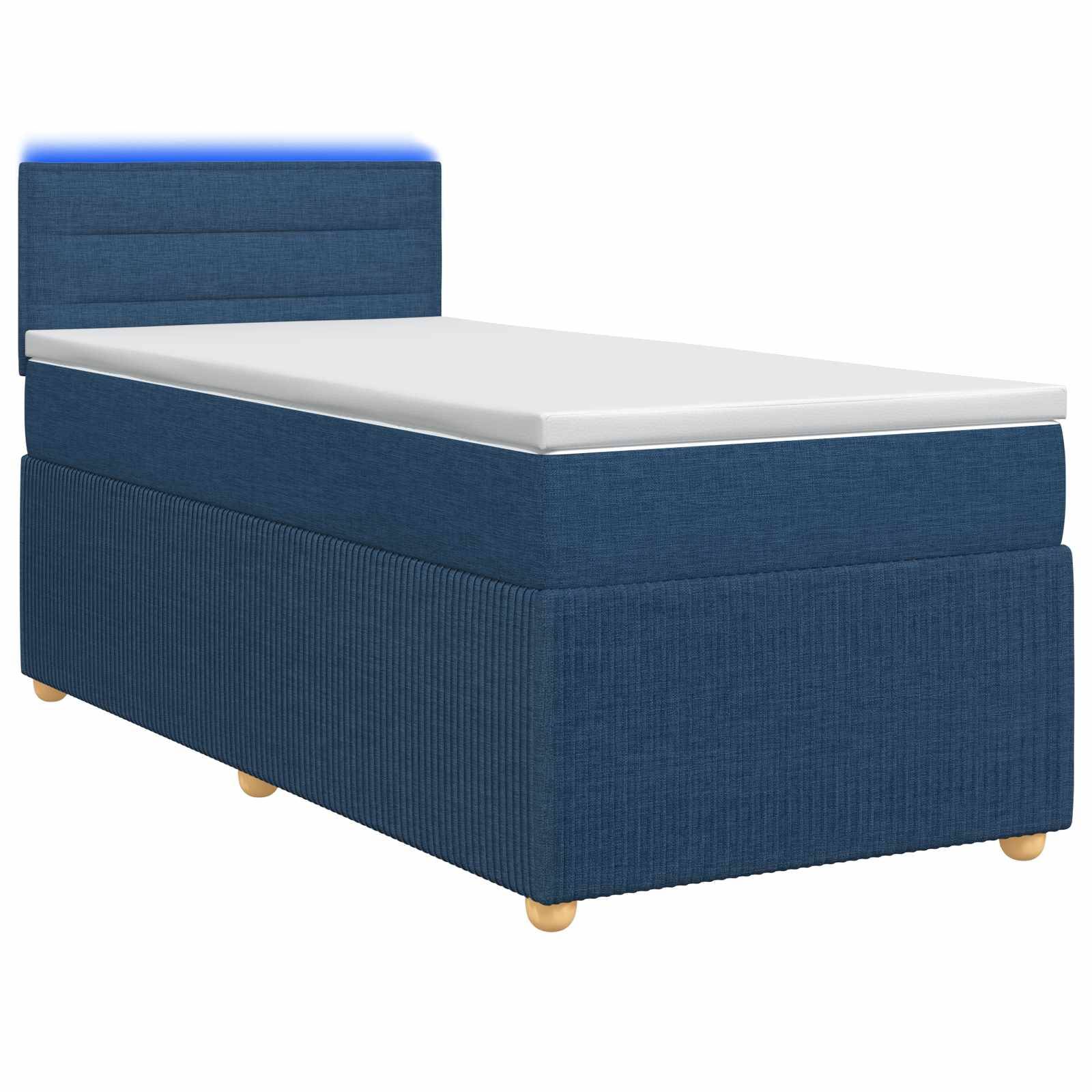 vidaXL Boxspringbett mit Matratze mit Kopfteil Blau 100 x 200 cm Stoff