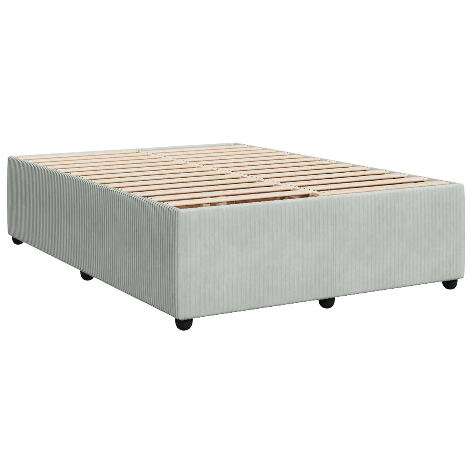 vidaXL LED Boxspringbett mit Matratze Hellgrau 140 x 190 cm Samt