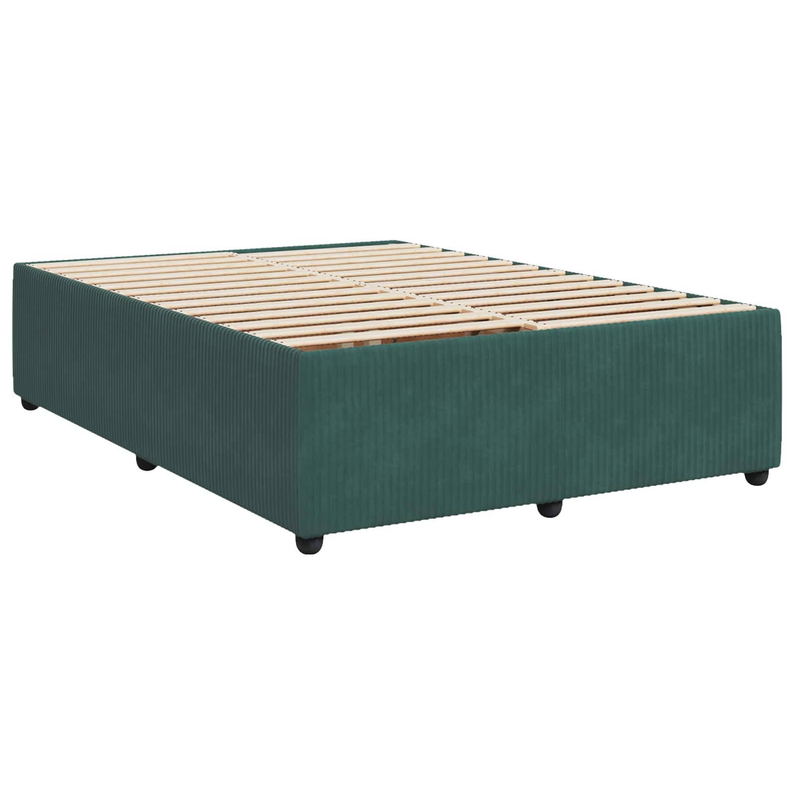 vidaXL Boxspringbett mit Matratze Dunkelgrün 140 x 190 cm Samt