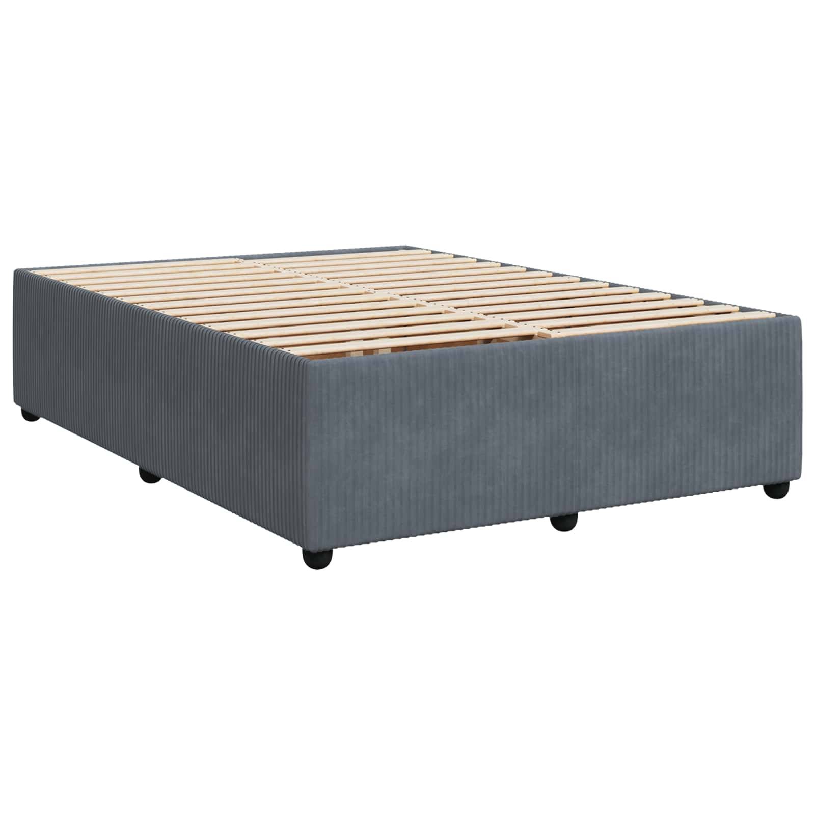 vidaXL LED Boxspringbett mit Matratze Dunkelgrau 160 x 200 cm Samt