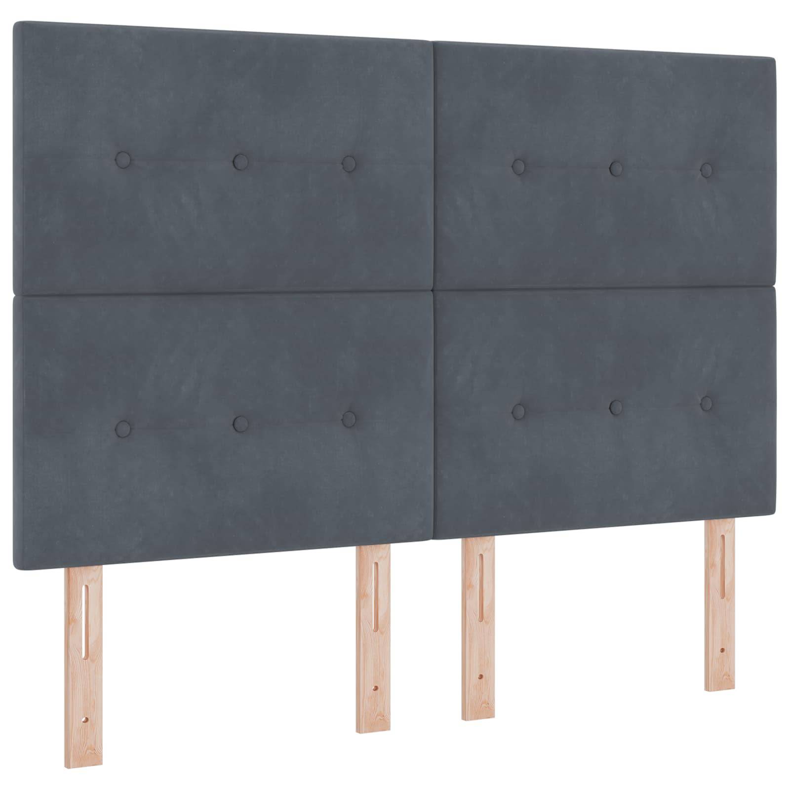 vidaXL LED Boxspringbett mit Matratze Dunkelgrau 160 x 200 cm Samt