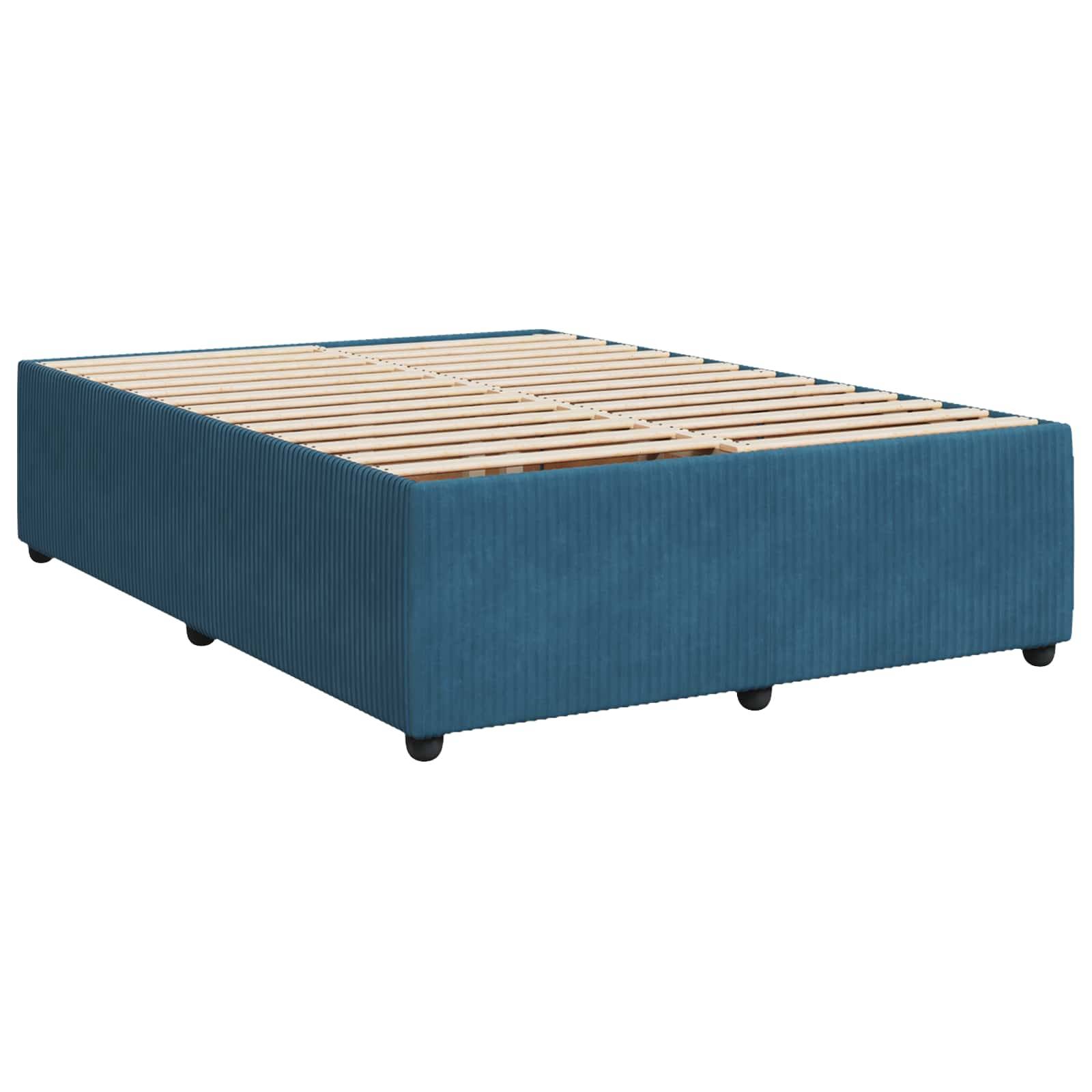 vidaXL Boxspringbett mit Matratze mit Kopfteil Blau 140 x 200 cm Samt