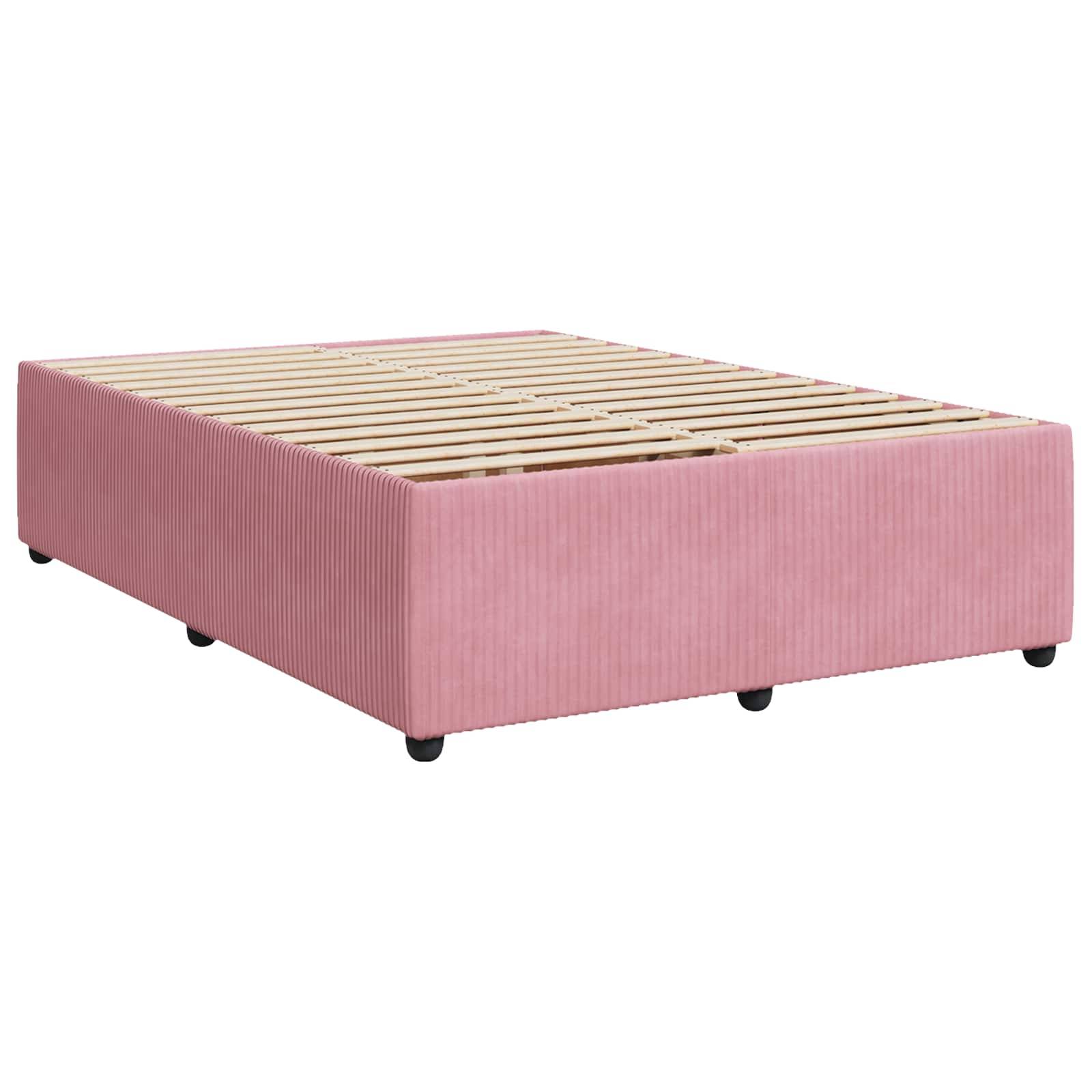 vidaXL LED Boxspringbett mit Matratze Rosa 140 x 190 cm Samt