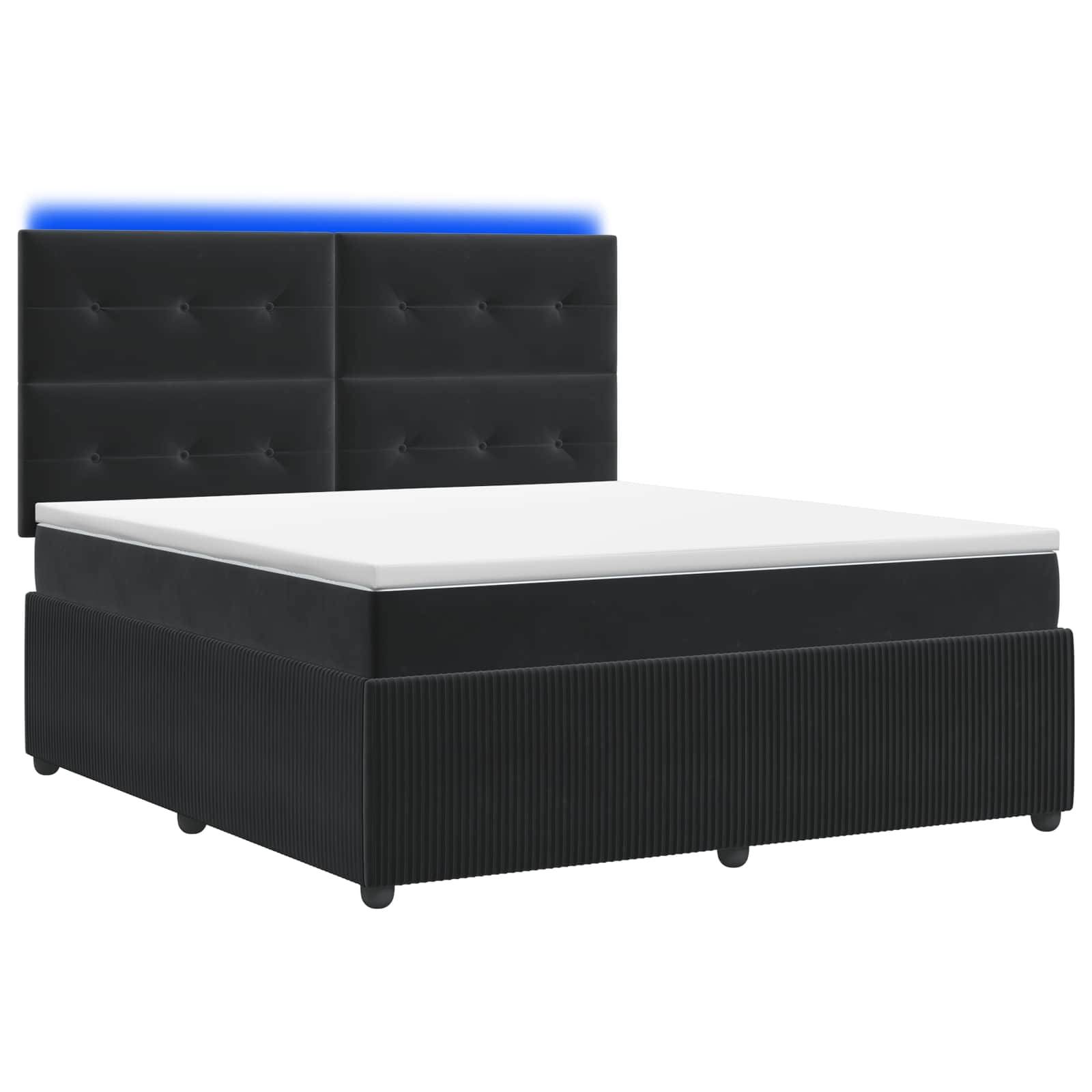 vidaXL LED Boxspringbett mit Matratze Schwarz 140 x 190 cm Samt