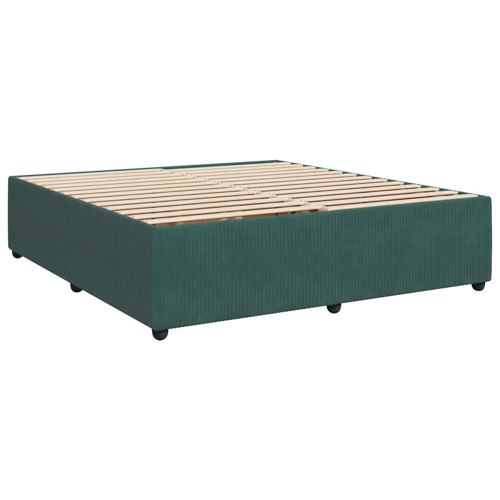 vidaXL Boxspringbett mit Matratze Dunkelgrün 200 x 200 cm Samt