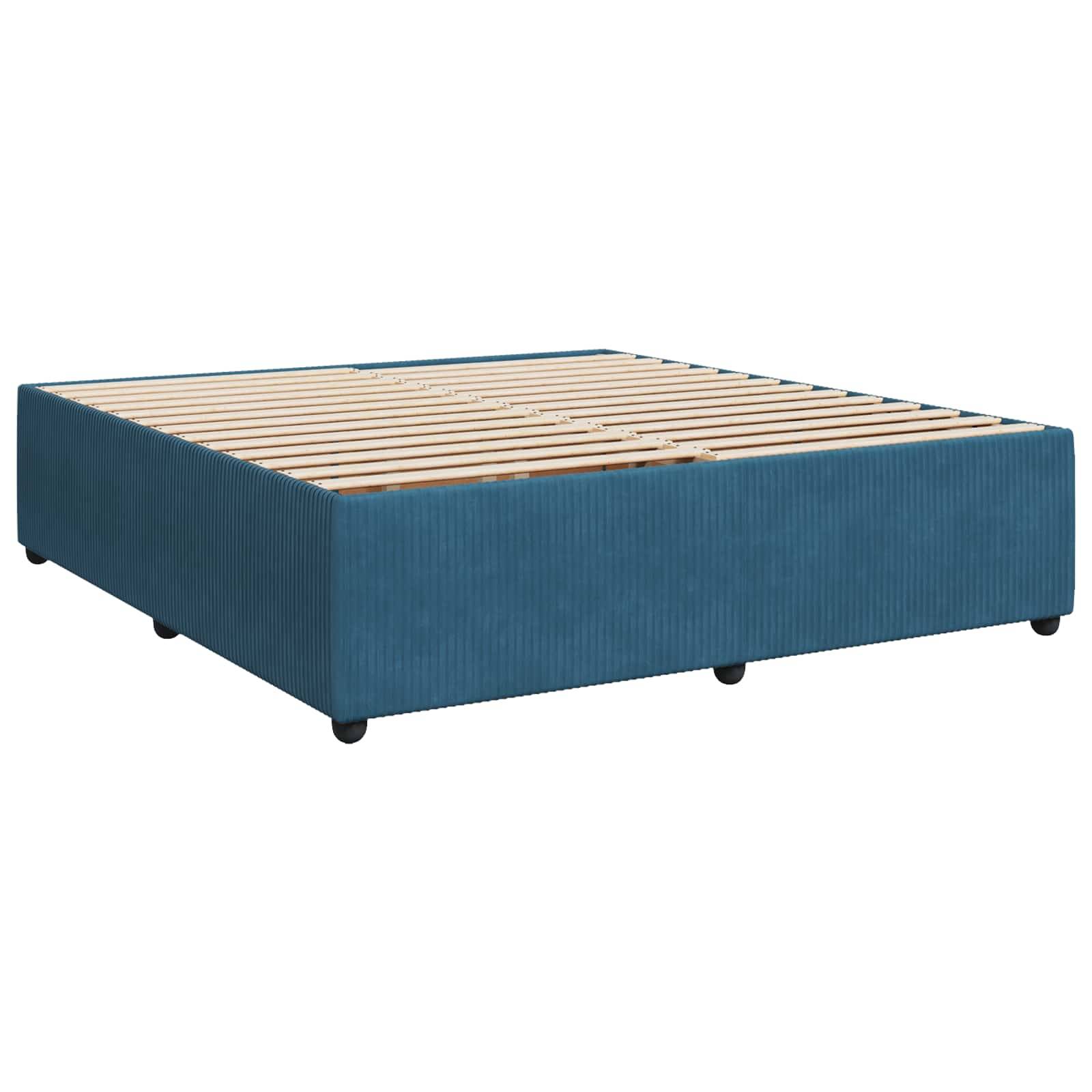 vidaXL Boxspringbett mit Matratze mit Kopfteil Blau 200 x 200 cm Samt