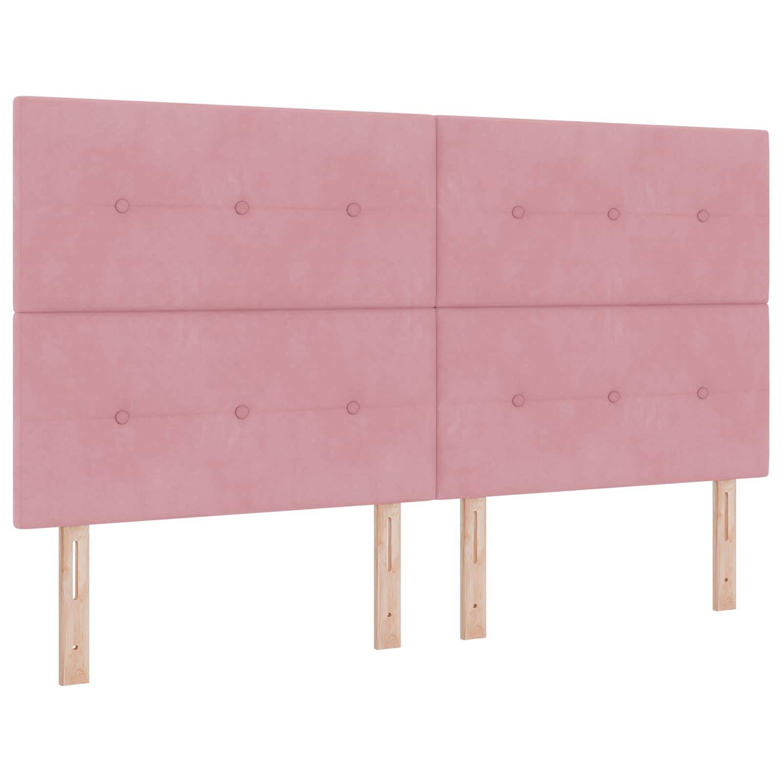 vidaXL LED Boxspringbett mit Matratze Rosa 180 x 200 cm Samt