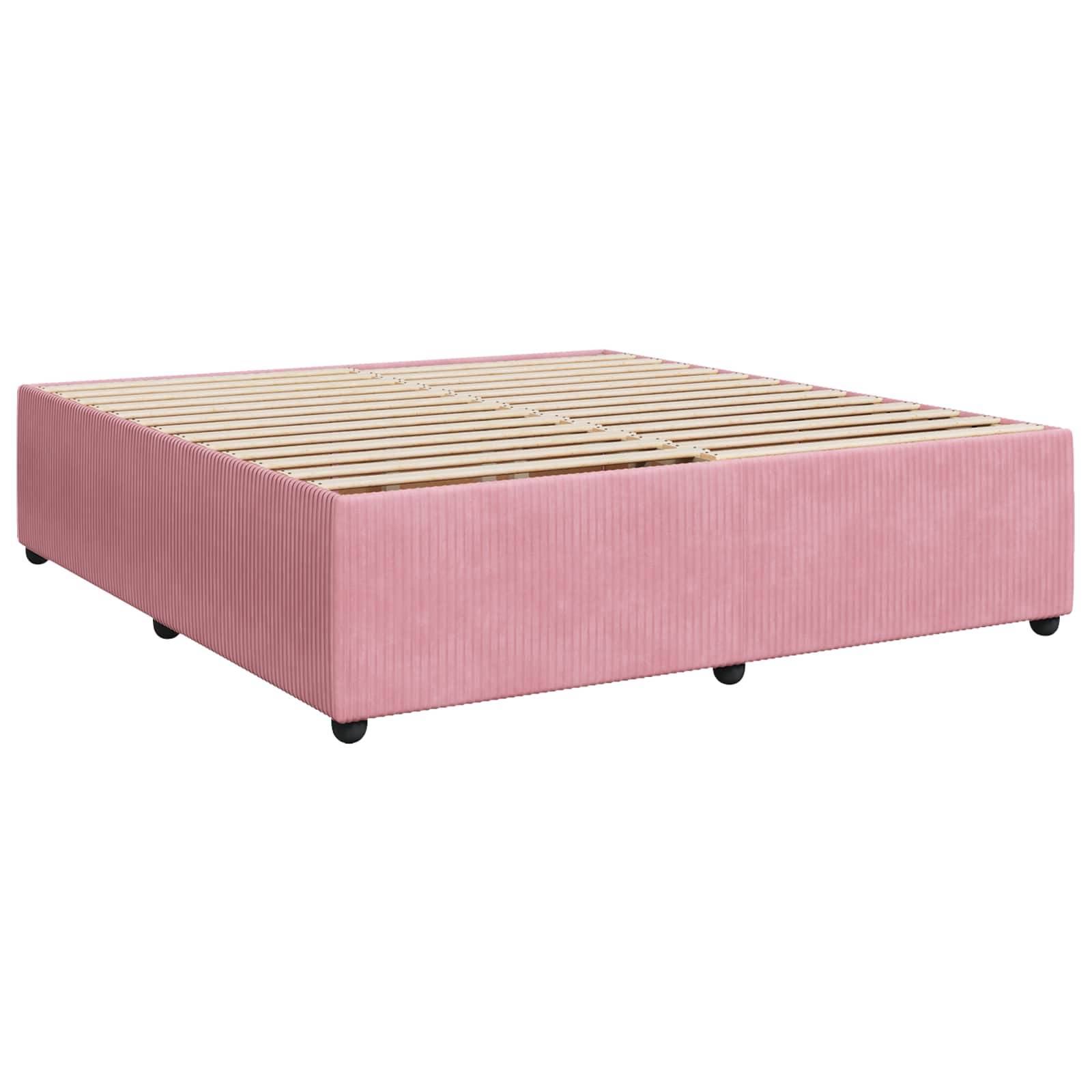 vidaXL LED Boxspringbett mit Matratze Rosa 180 x 200 cm Samt