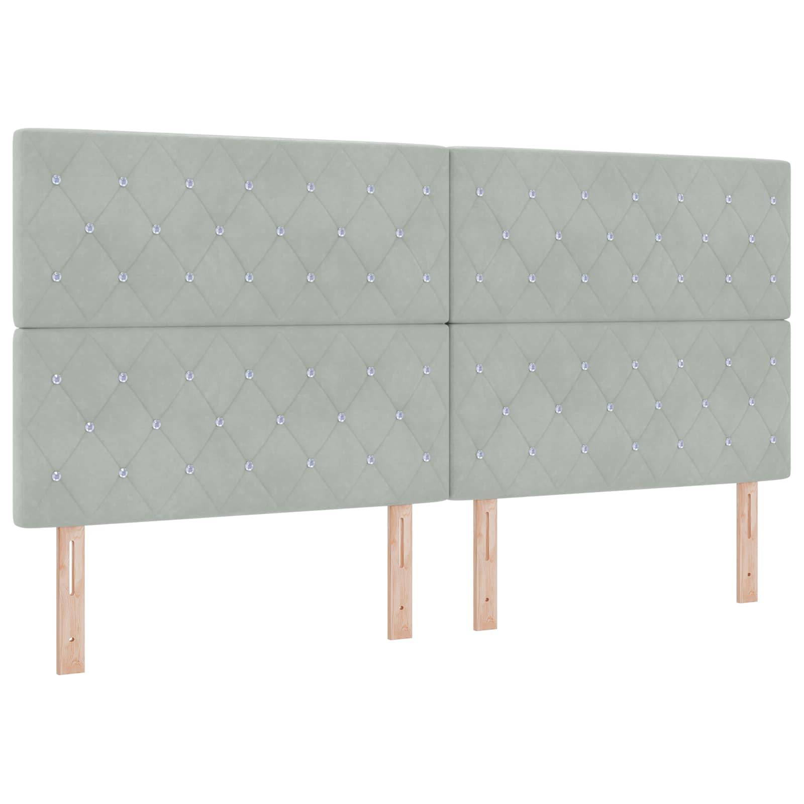 vidaXL LED-Speicherbett mit Matratze Hellgrau 200 x 200 cm Samt