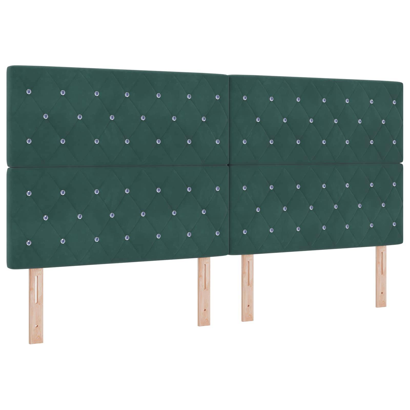 vidaXL LED-Speicherbett mit Matratze Dunkelgrün 200 x 200 cm Samt