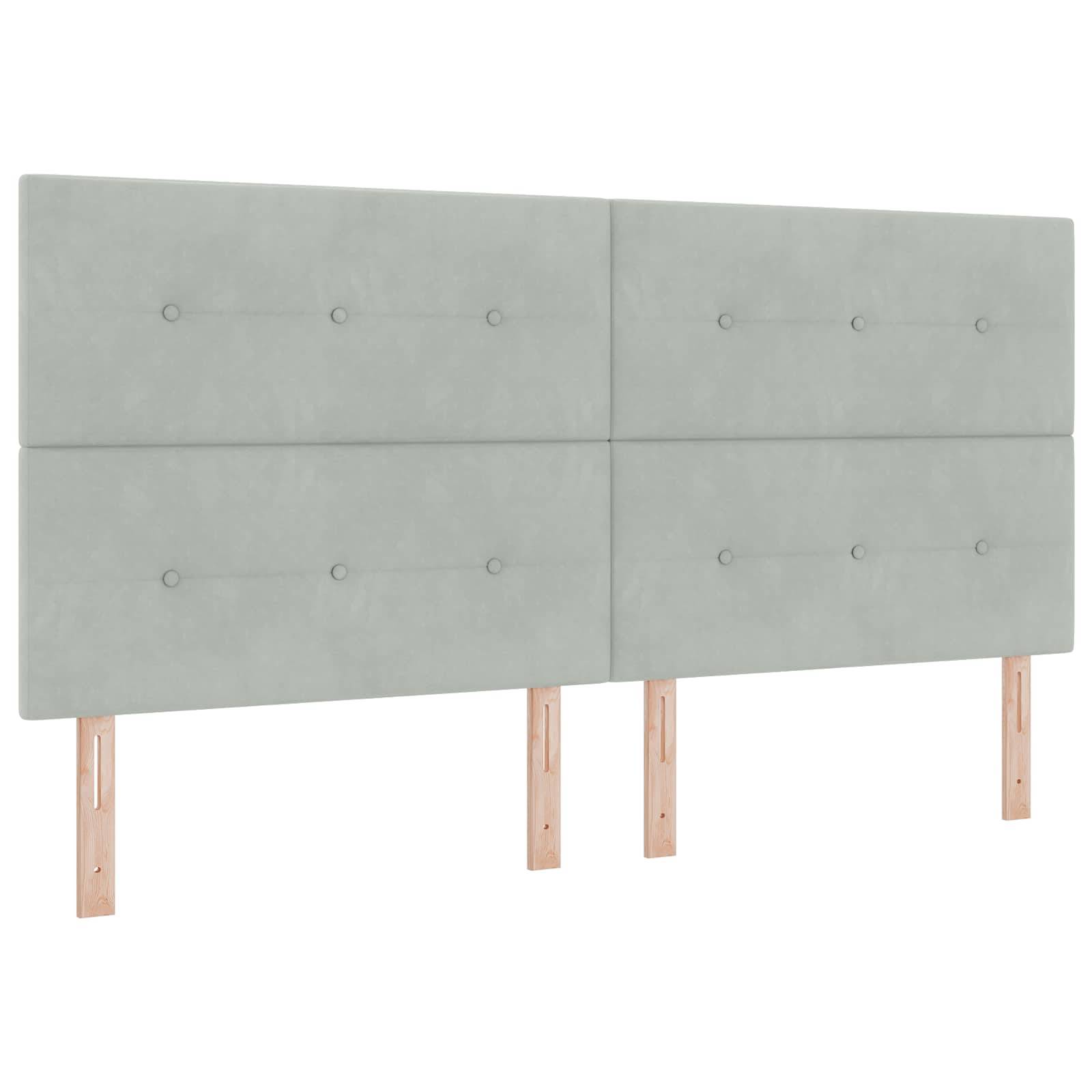 vidaXL Ottoman Bett mit Matratze mit Kopfteil 2 Stk. Hellgrau Samt