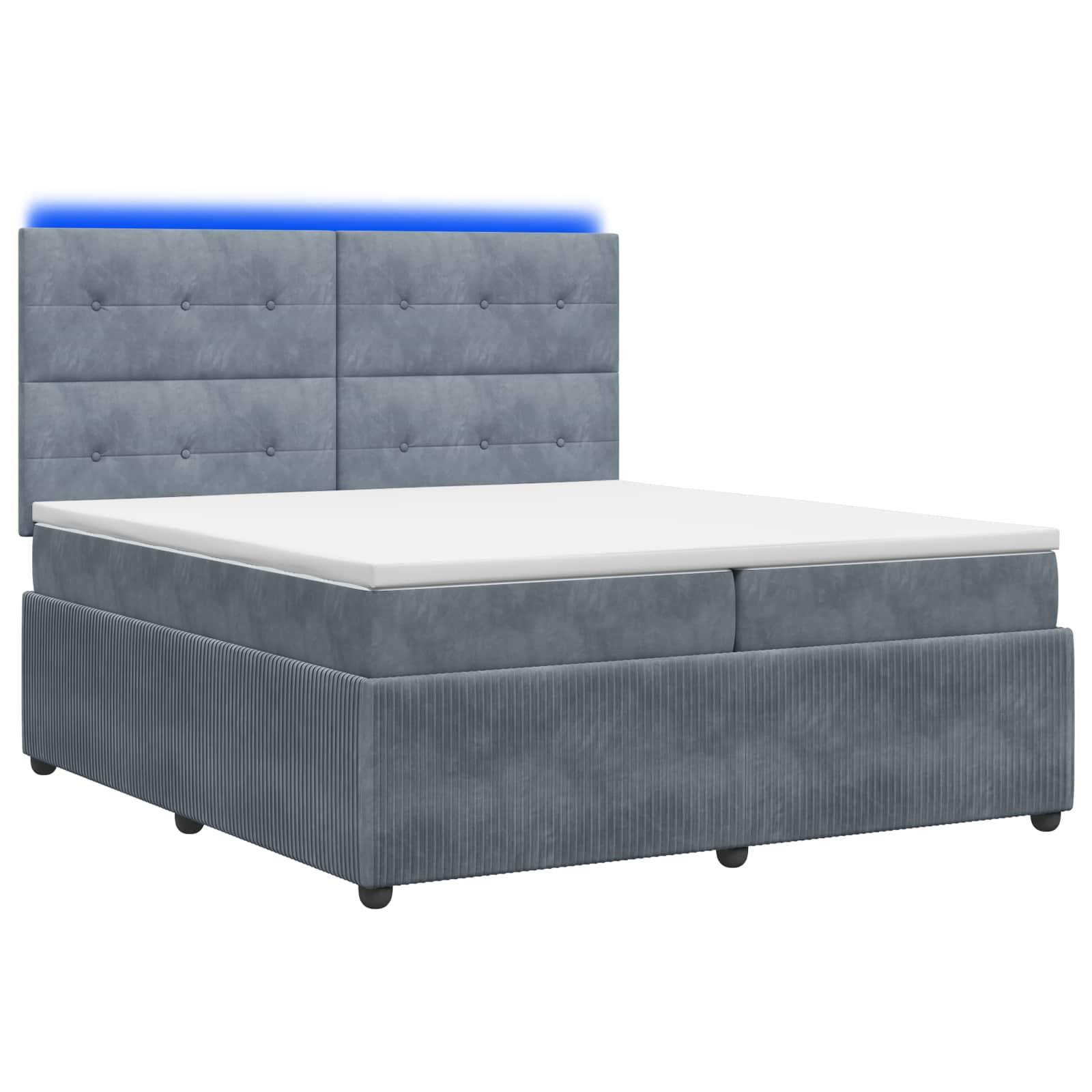 vidaXL LED Boxspringbett mit Matratze Dunkelgrau 200 x 200 cm Samt