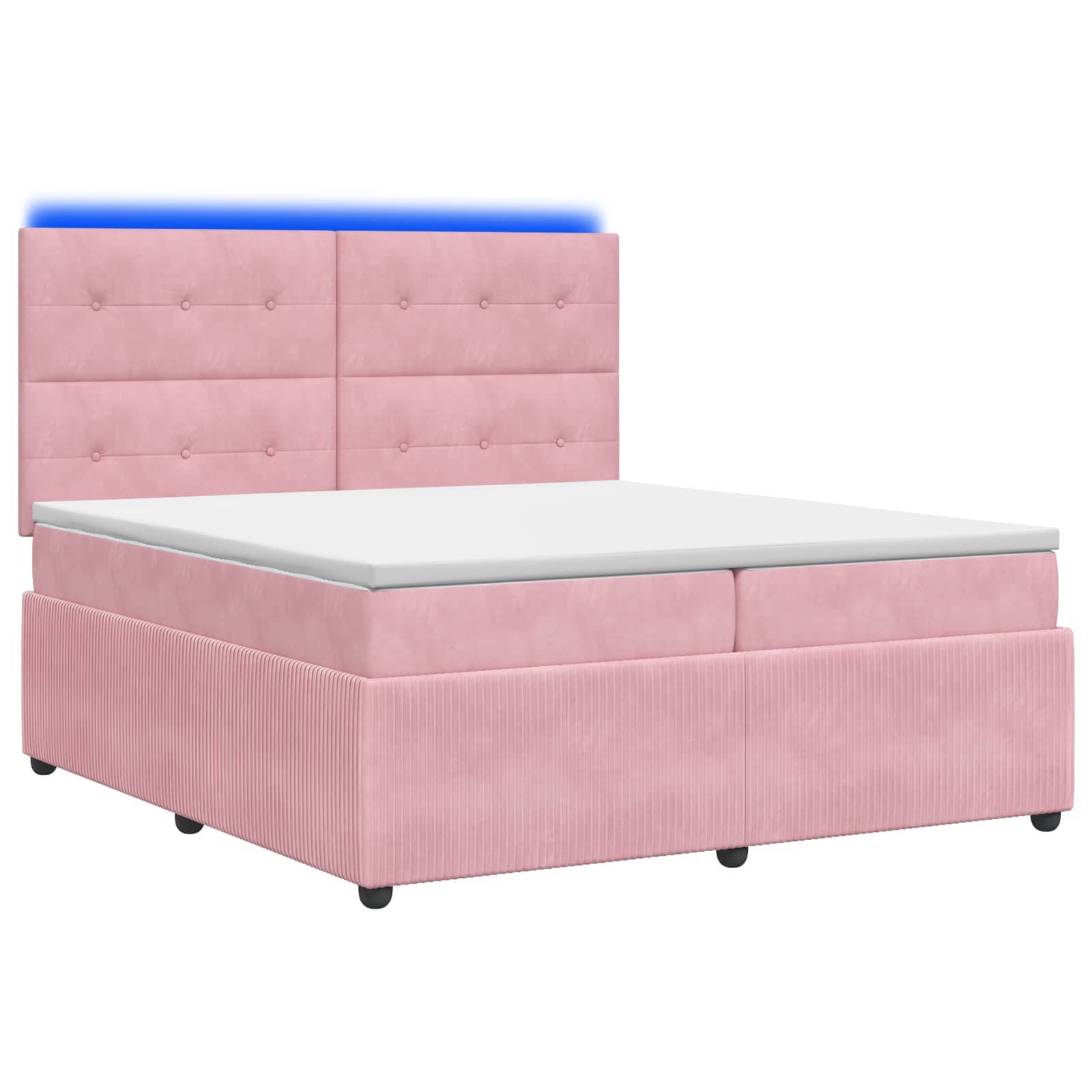 vidaXL LED Boxspringbett mit Matratze Rosa 200 x 200 cm Samt