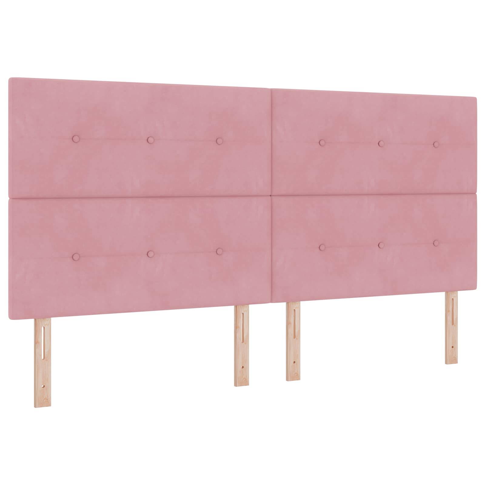vidaXL Ottoman Bett mit Matratze mit Kopfteil 2 Stk. Rosa Samt