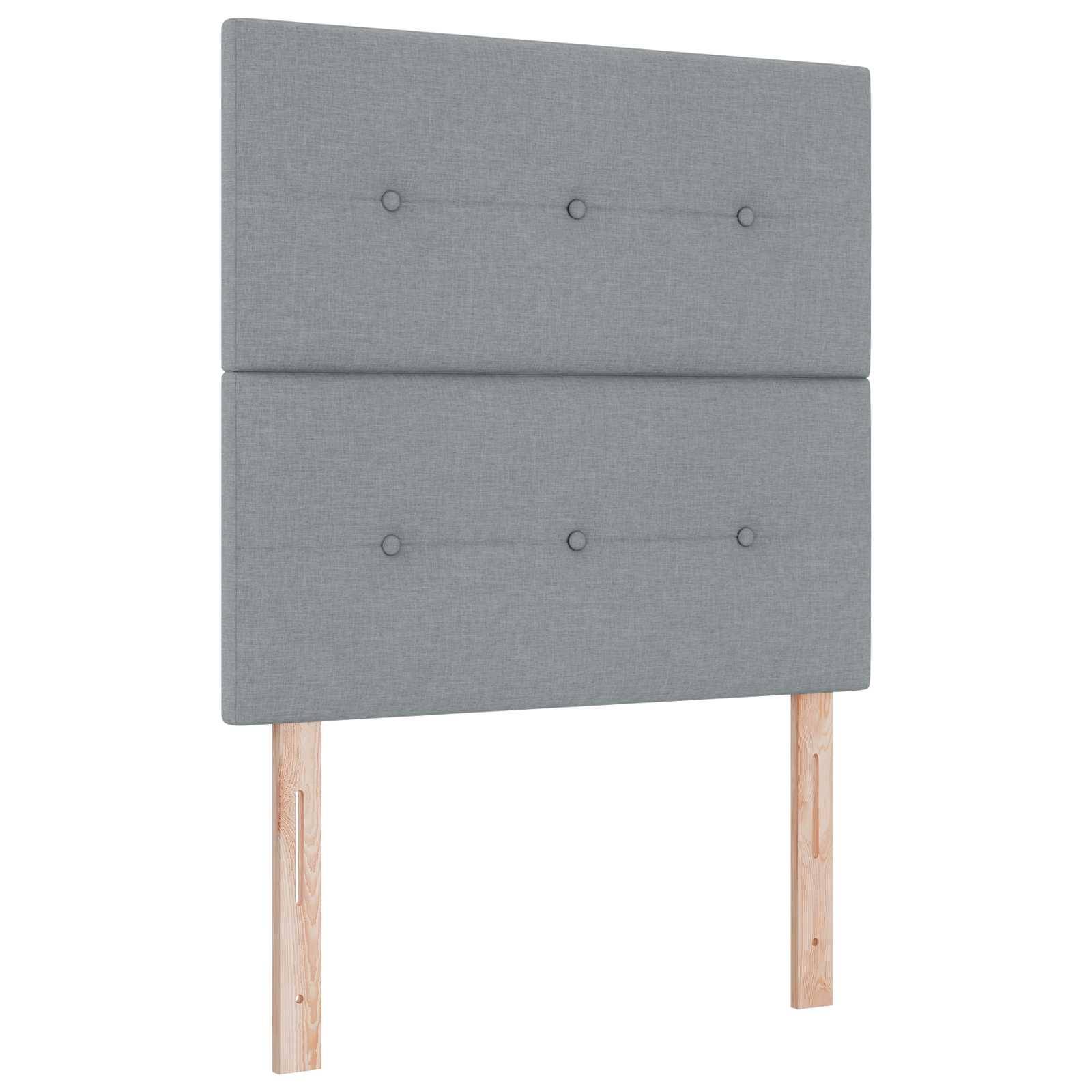 vidaXL LED Boxspringbett mit Matratze Hellgrau 90 x 190 cm Stoff