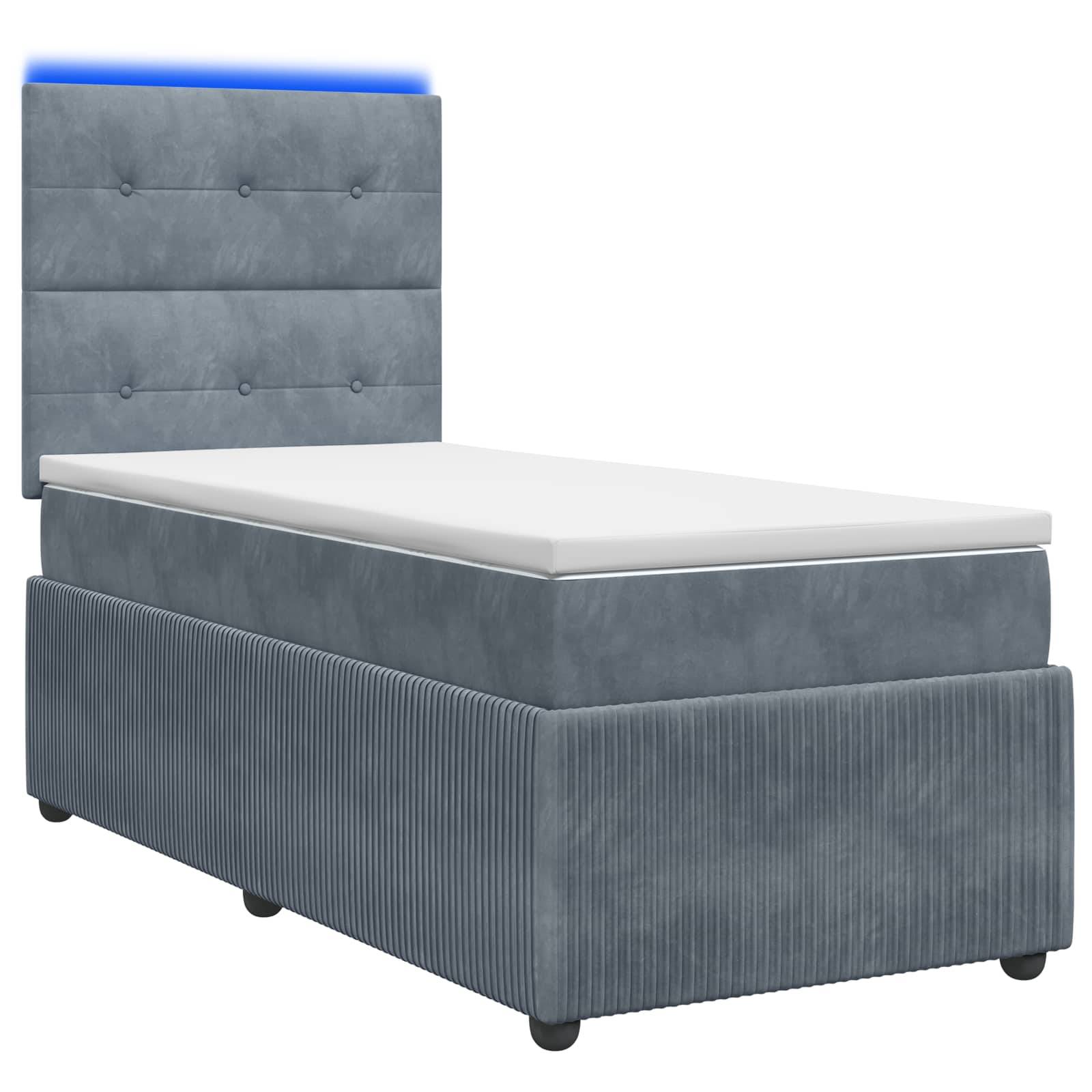vidaXL LED Boxspringbett mit Matratze Dunkelgrau 80 x 200 cm Samt