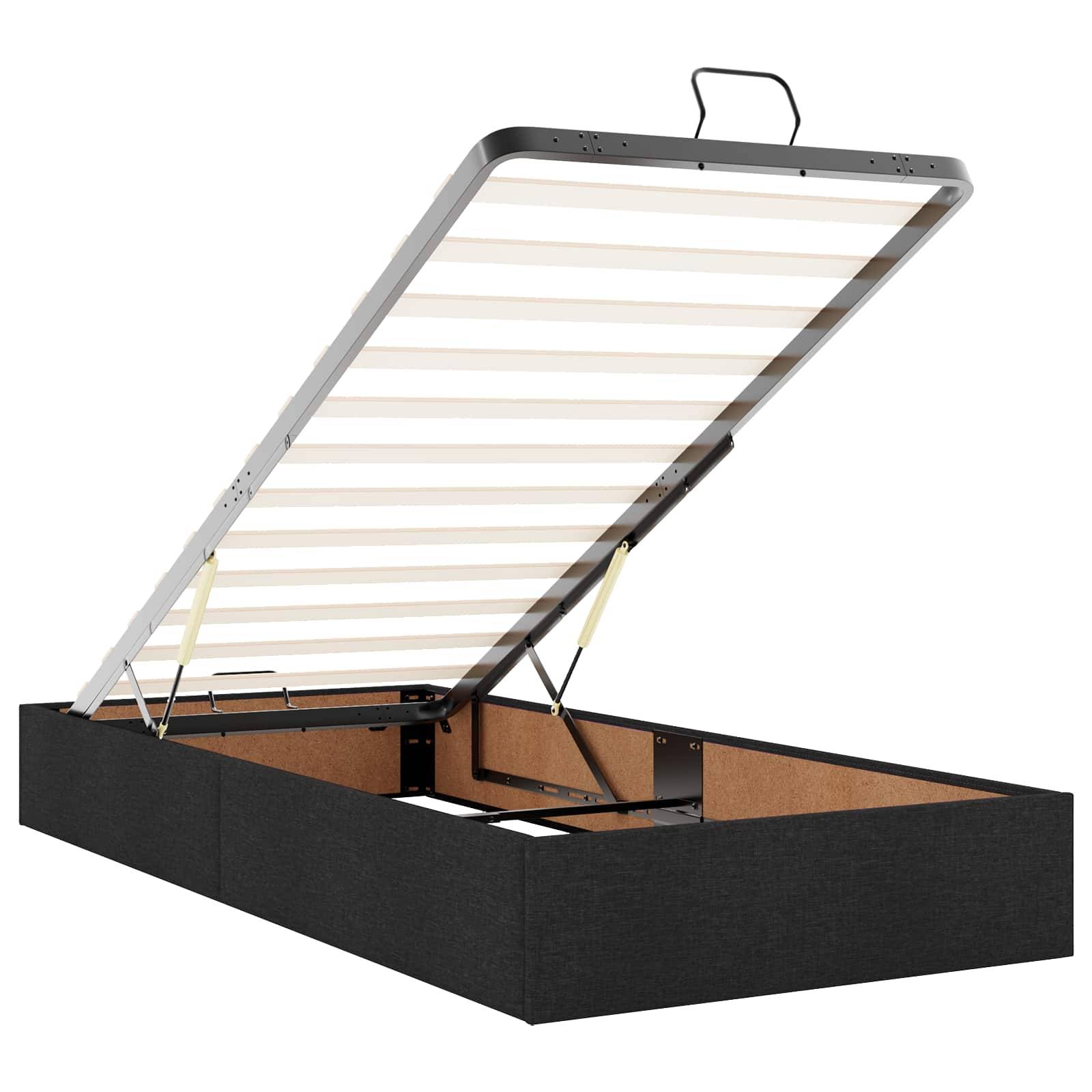 vidaXL Ottoman-Bett mit Matratze und LED Schwarz 160 x 200 cm Stoff