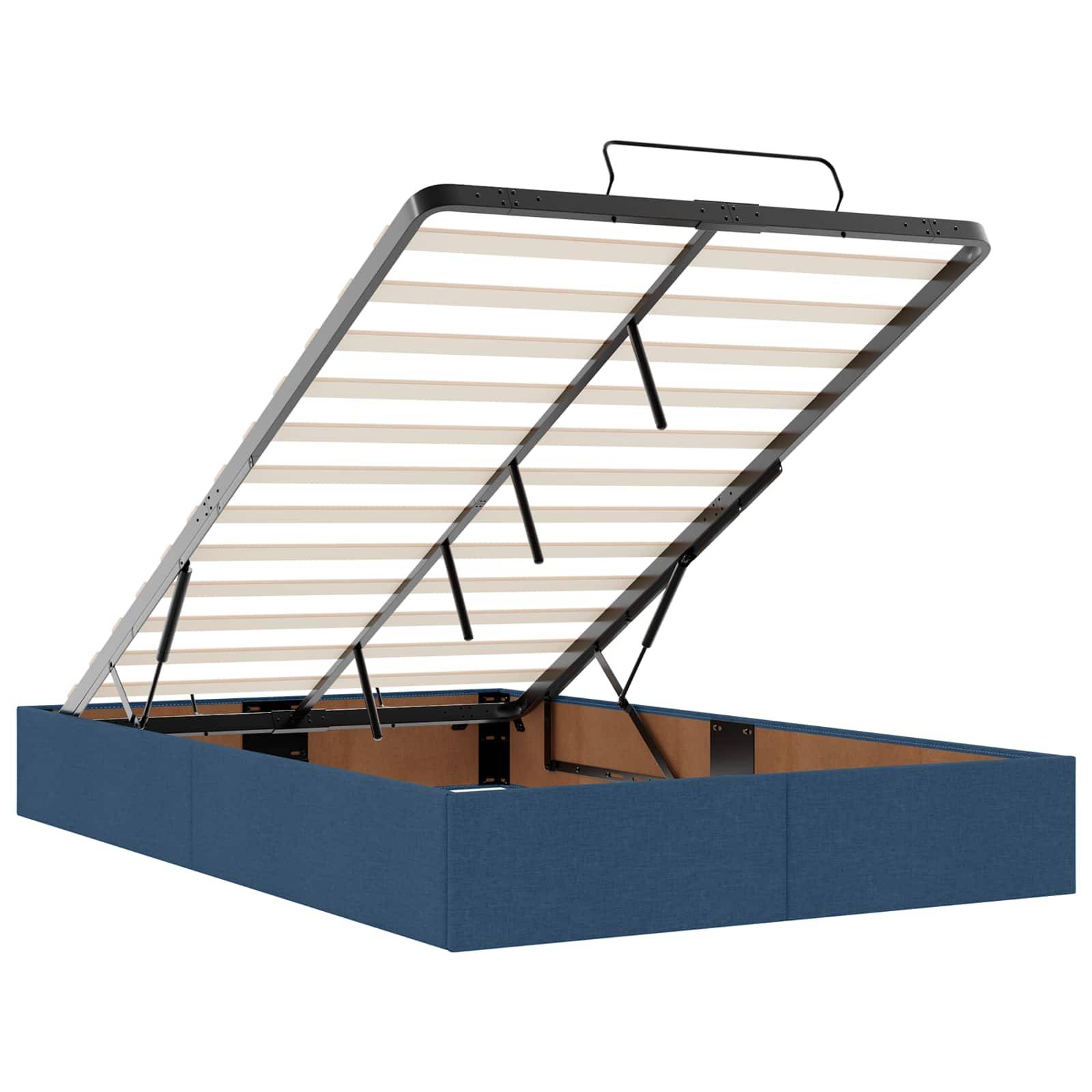 vidaXL Ottoman-Bett mit Matratze und LED Blau 120 x 200 cm Stoff