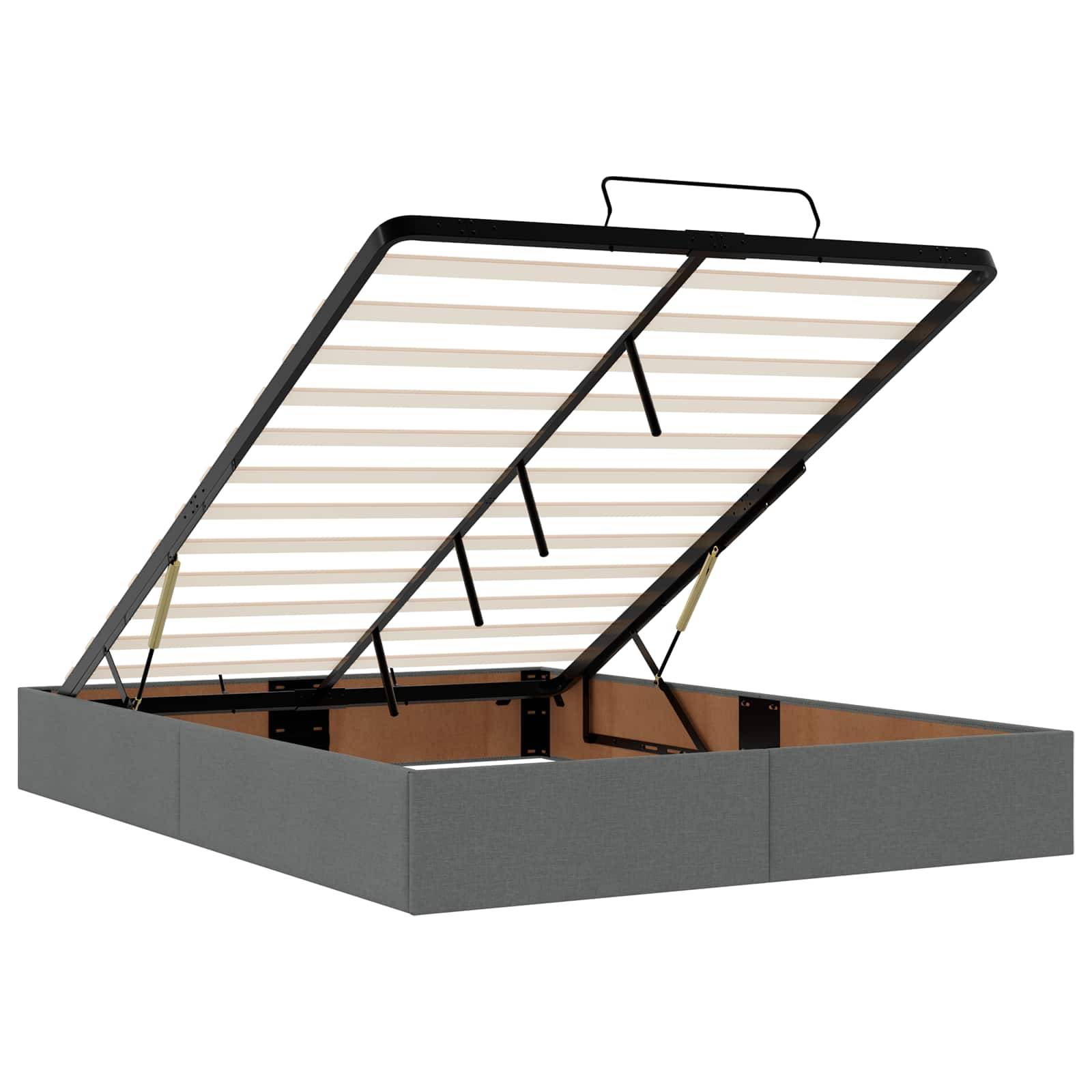 vidaXL Ottoman-Bett mit Matratze und LED Dunkelgrau 140 x 190 cm Stoff
