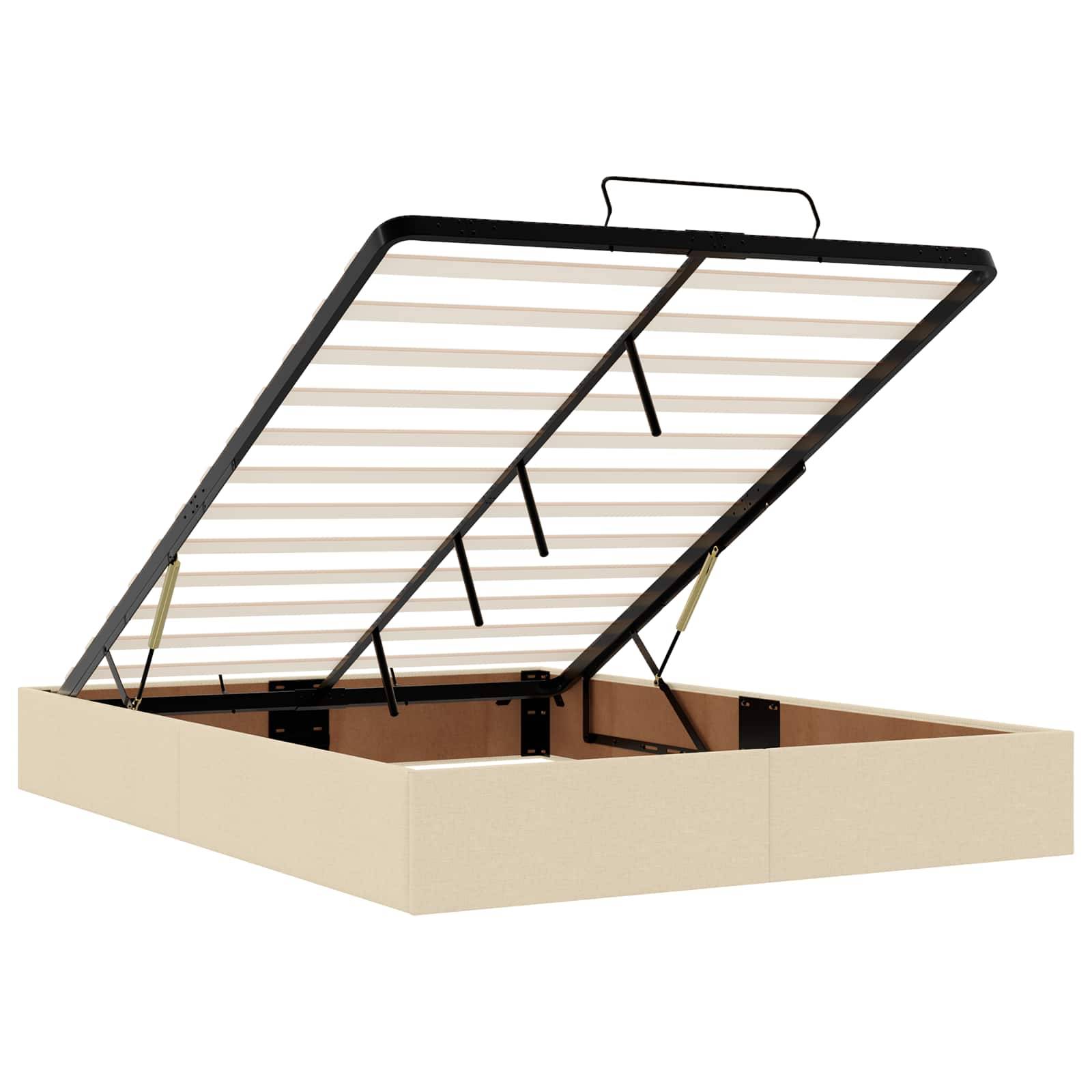 vidaXL Ottoman-Bett mit Matratze und LED Creme 140 x 190 cm Stoff