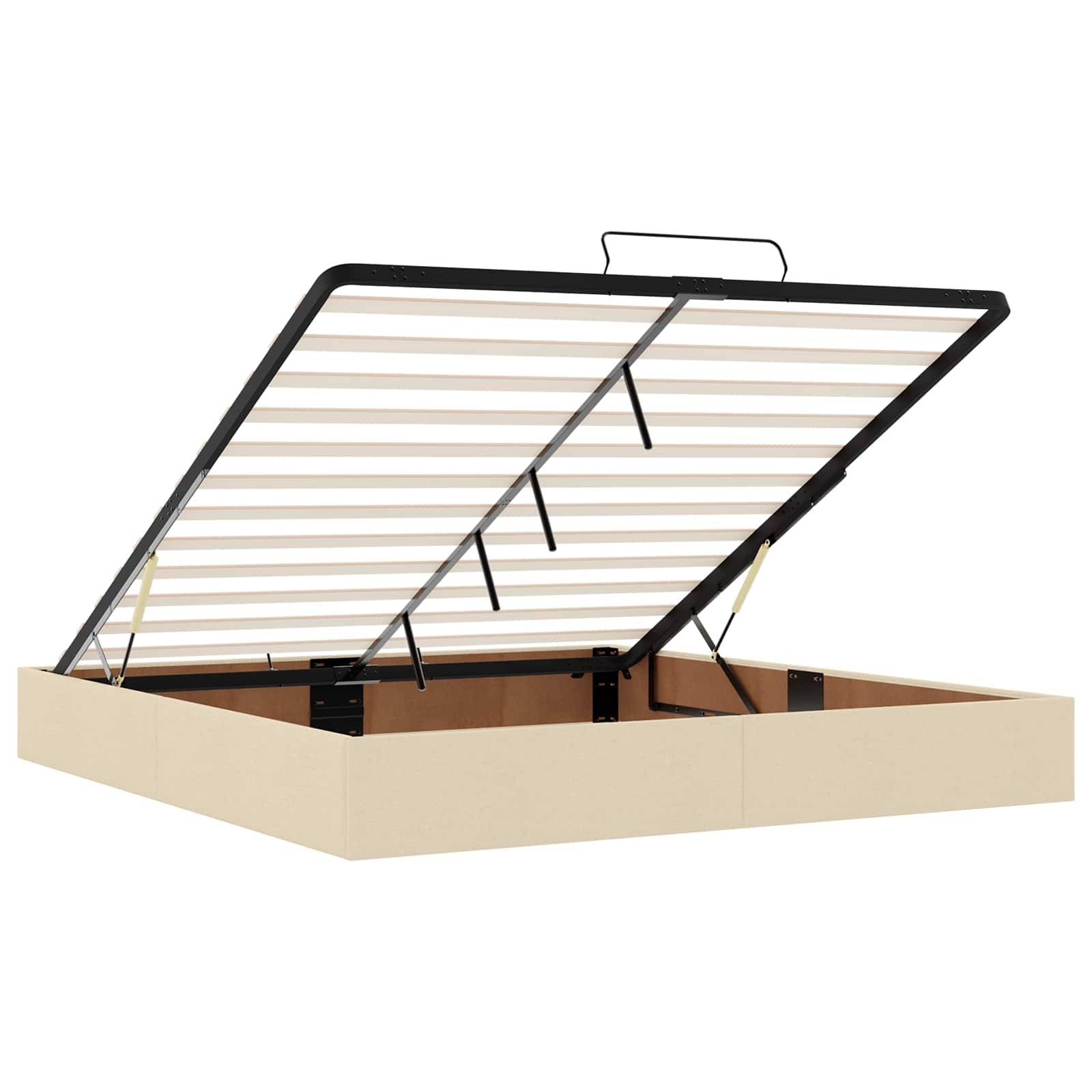 vidaXL Ottoman-Bett mit Matratze und LED Creme 180 x 200 cm Stoff
