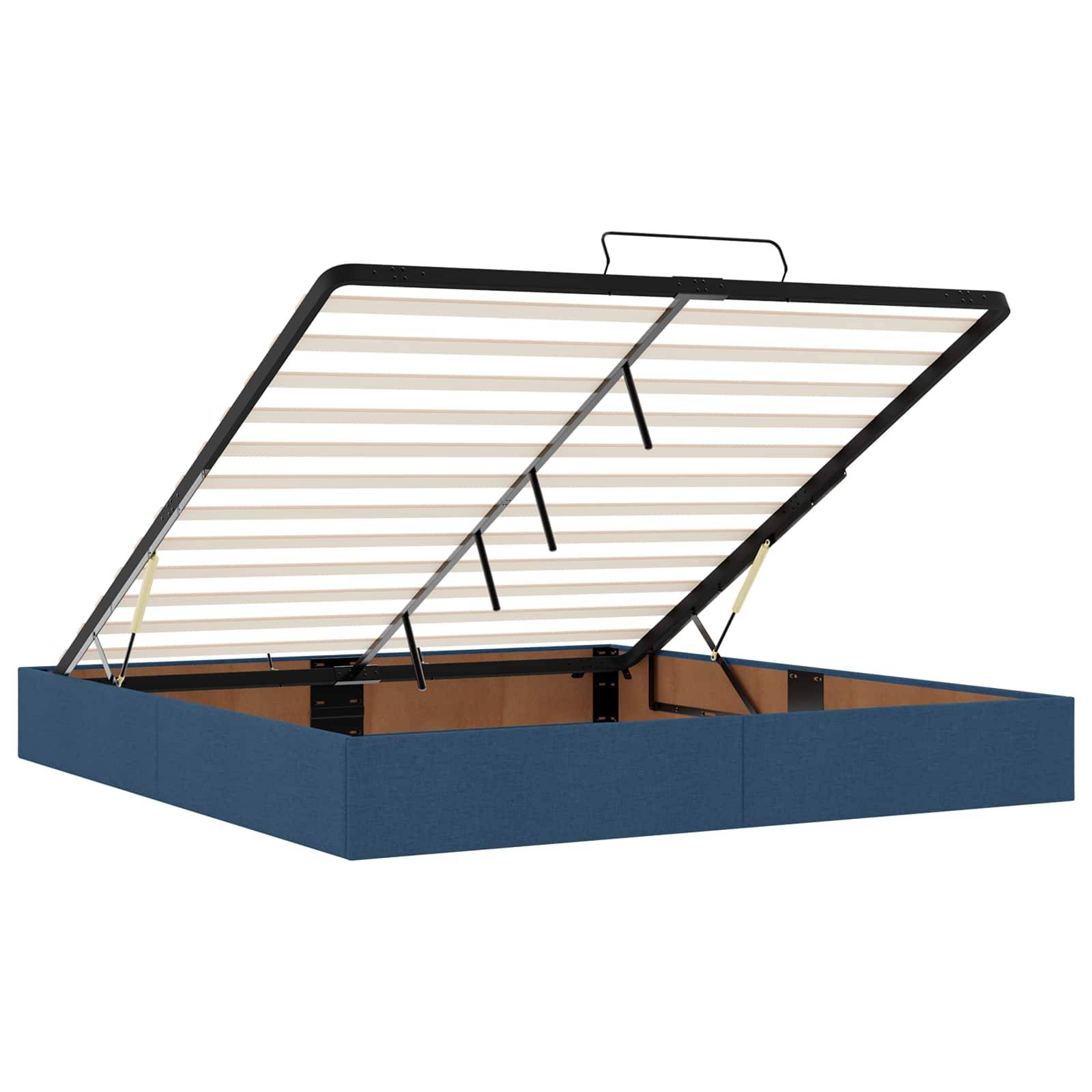 vidaXL Ottoman-Bett mit Matratze und LED Blau 200 x 200 cm Stoff