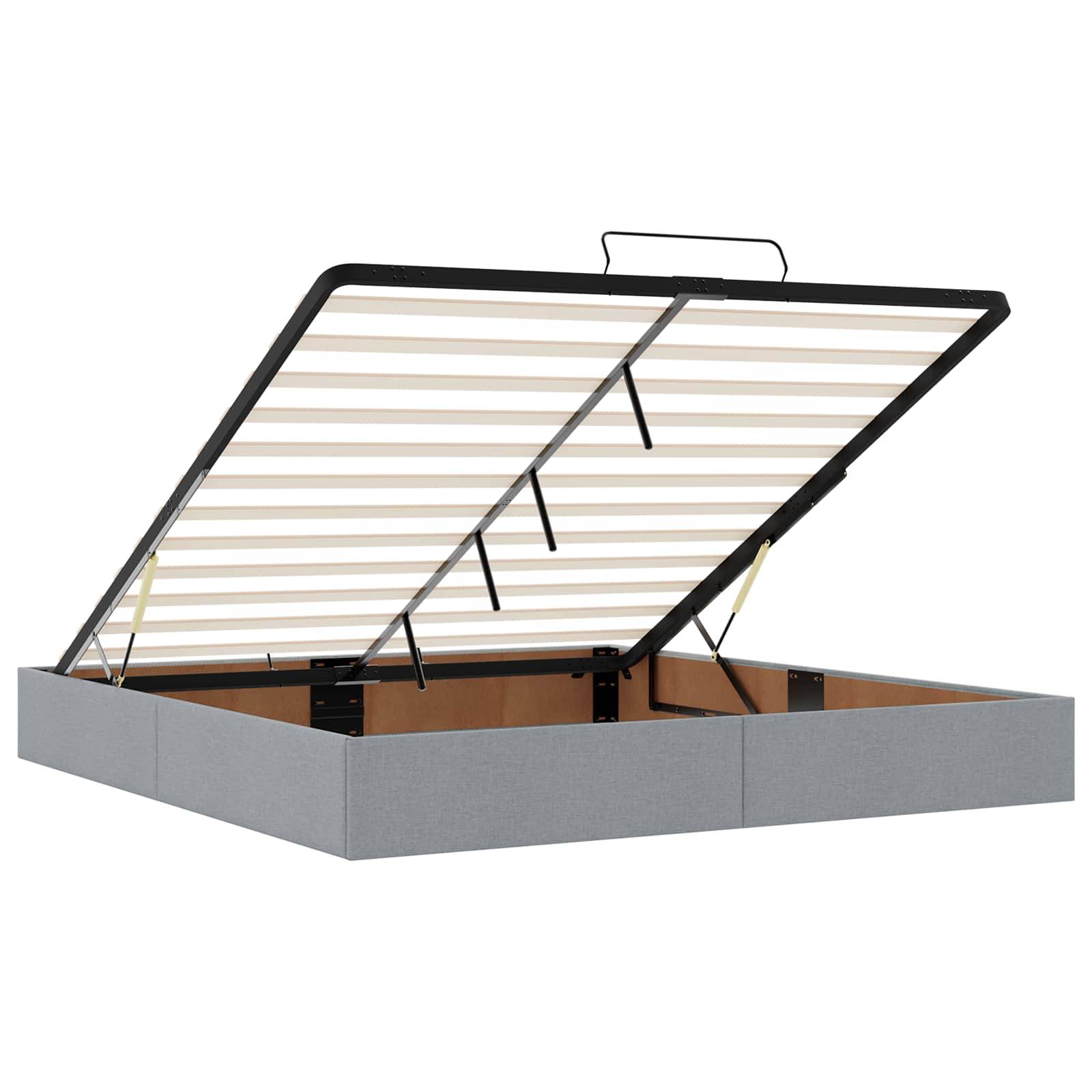 vidaXL Ottoman-Bett mit Matratze und LED Hellgrau 180 x 200 cm Stoff