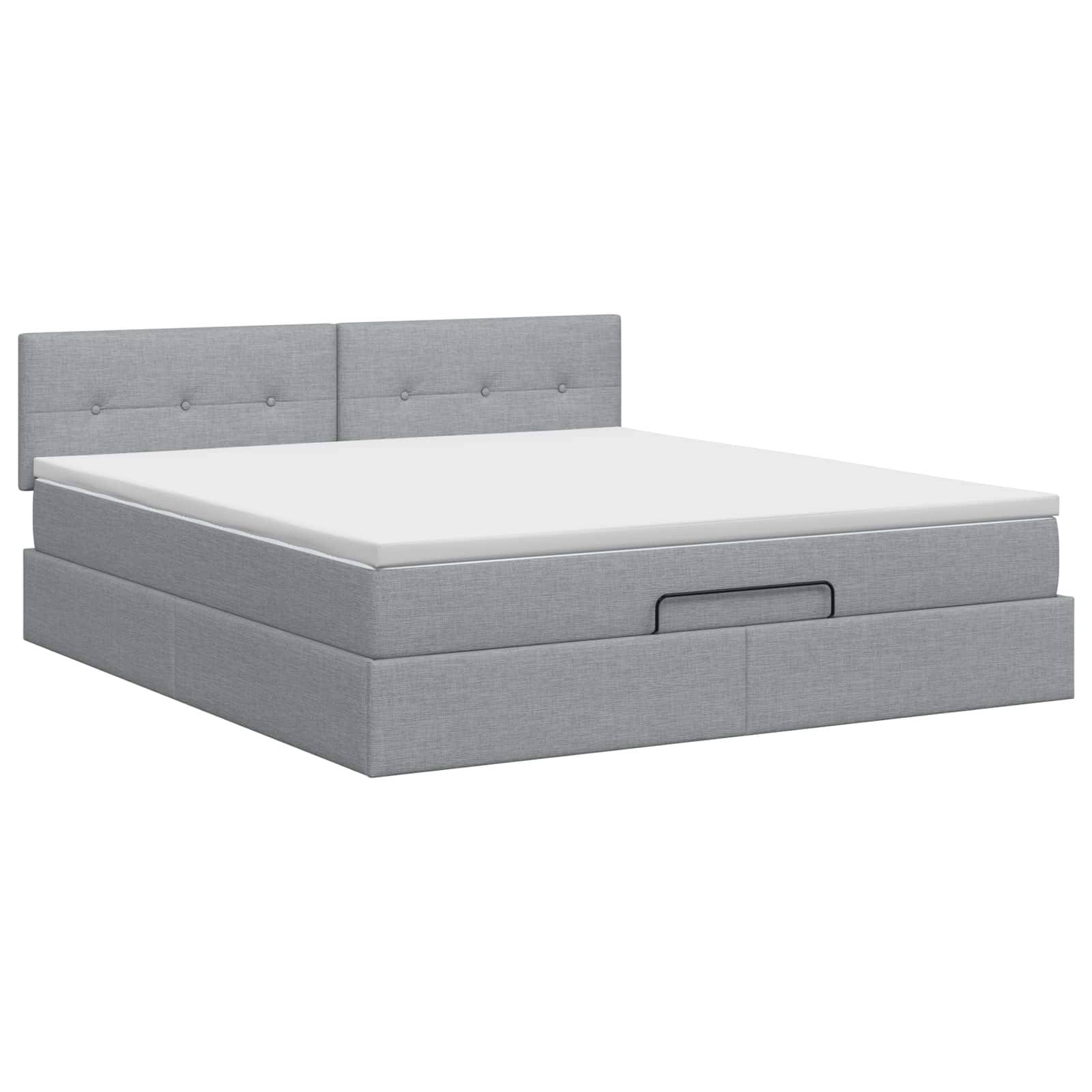 vidaXL Ottoman Bett mit Matratze Hellgrau 160 x 200 cm Stoff