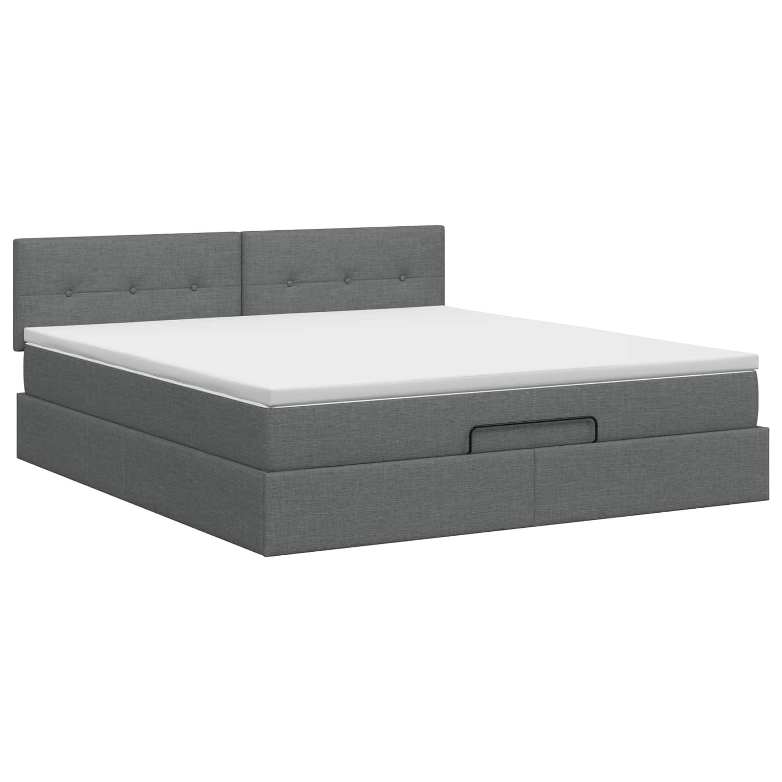 vidaXL Ottoman Bett mit Matratze Dunkelgrau 140 x 190 cm Stoff